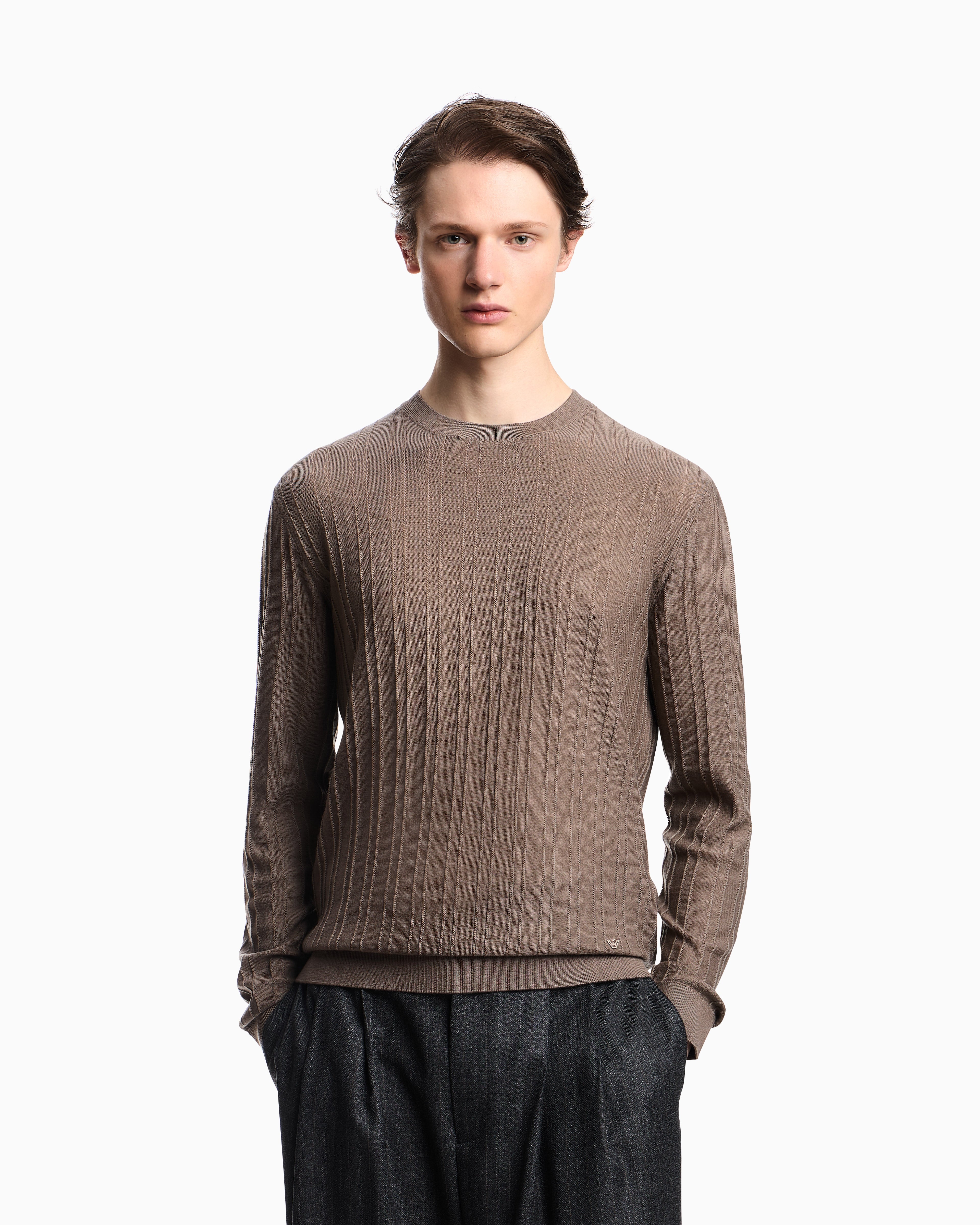 Emporio Armani Virgin wool jumper with embossed jacquard pattern