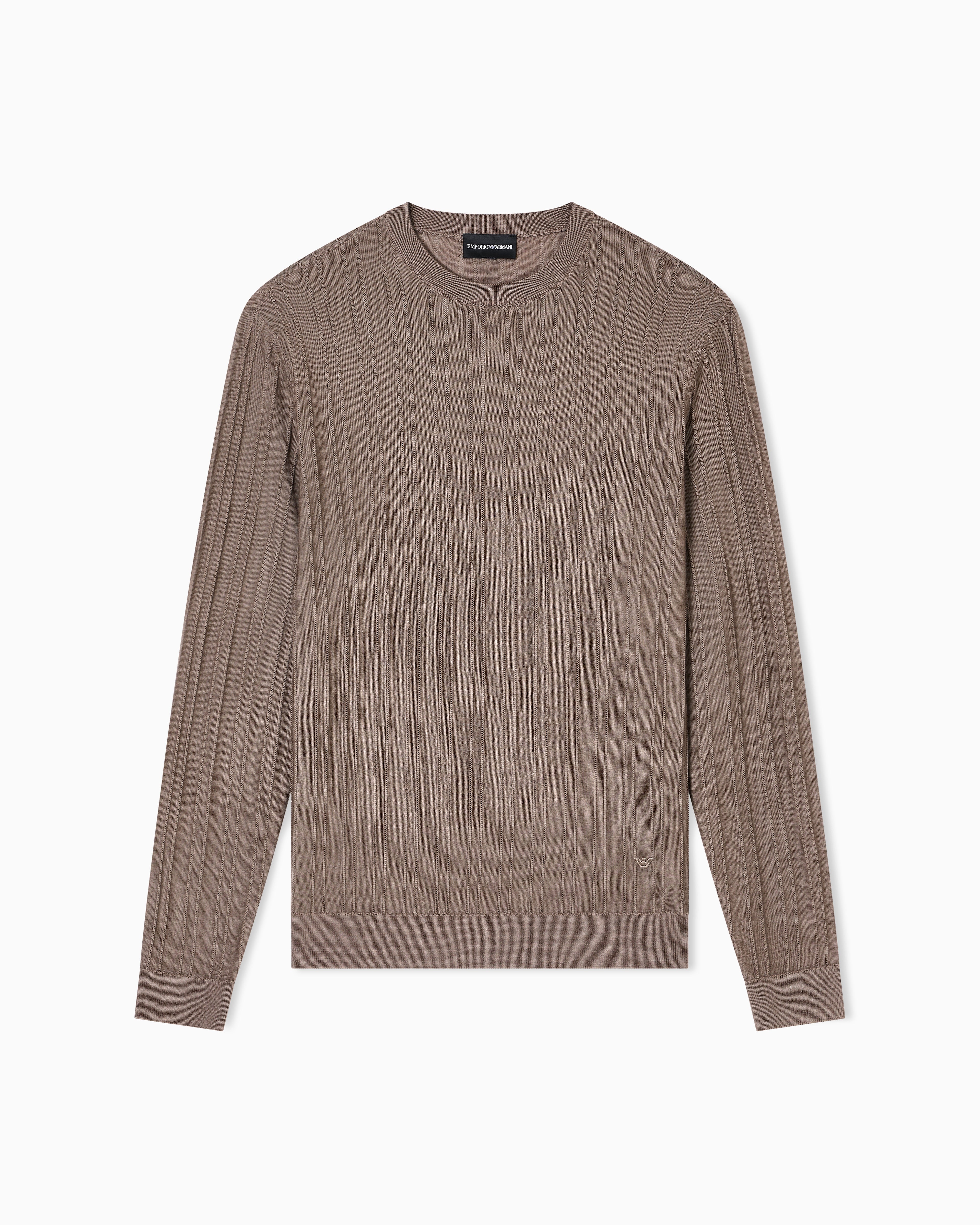 Emporio Armani Virgin wool jumper with embossed jacquard pattern