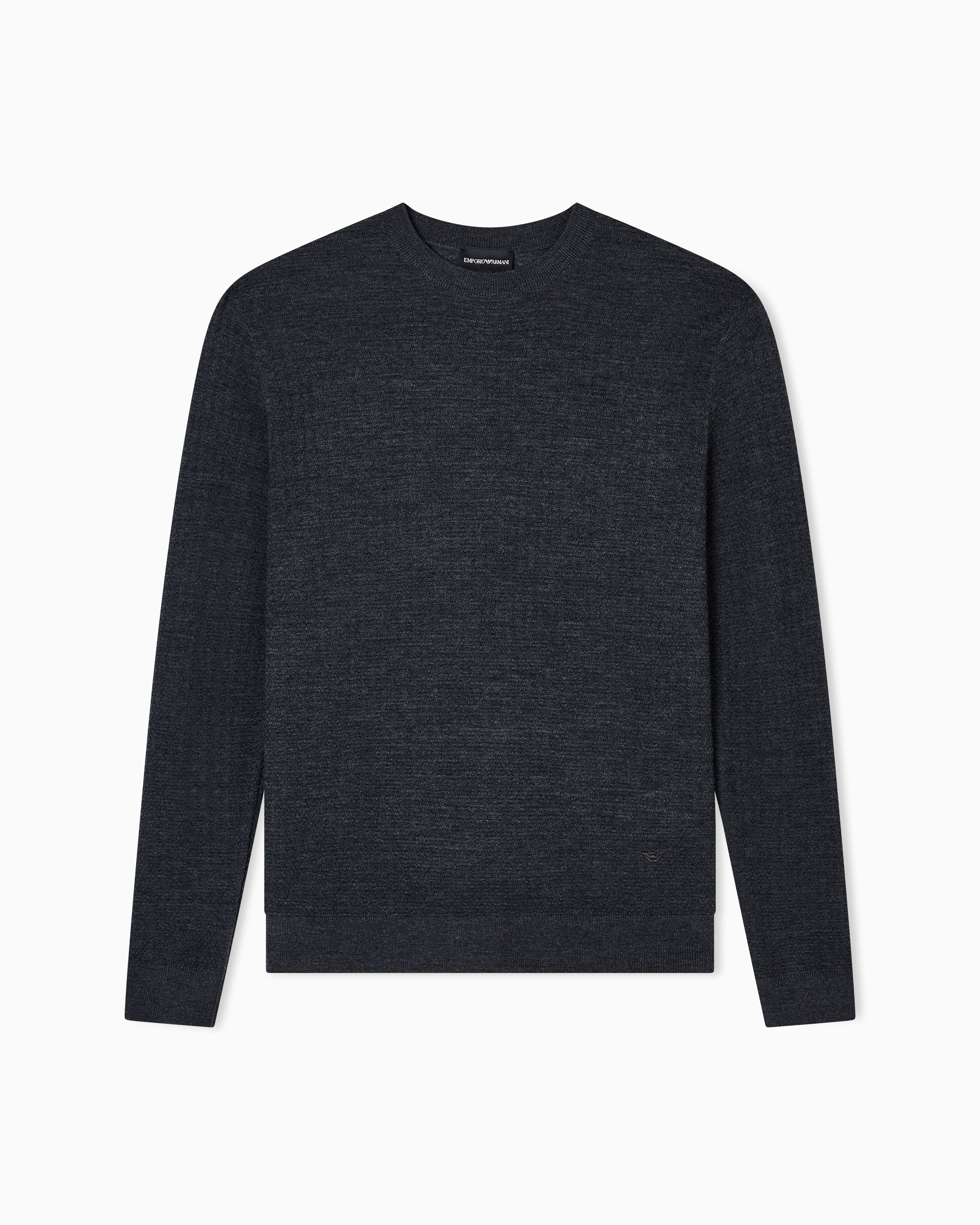 Emporio Armani Virgin wool jumper with embossed jacquard pattern