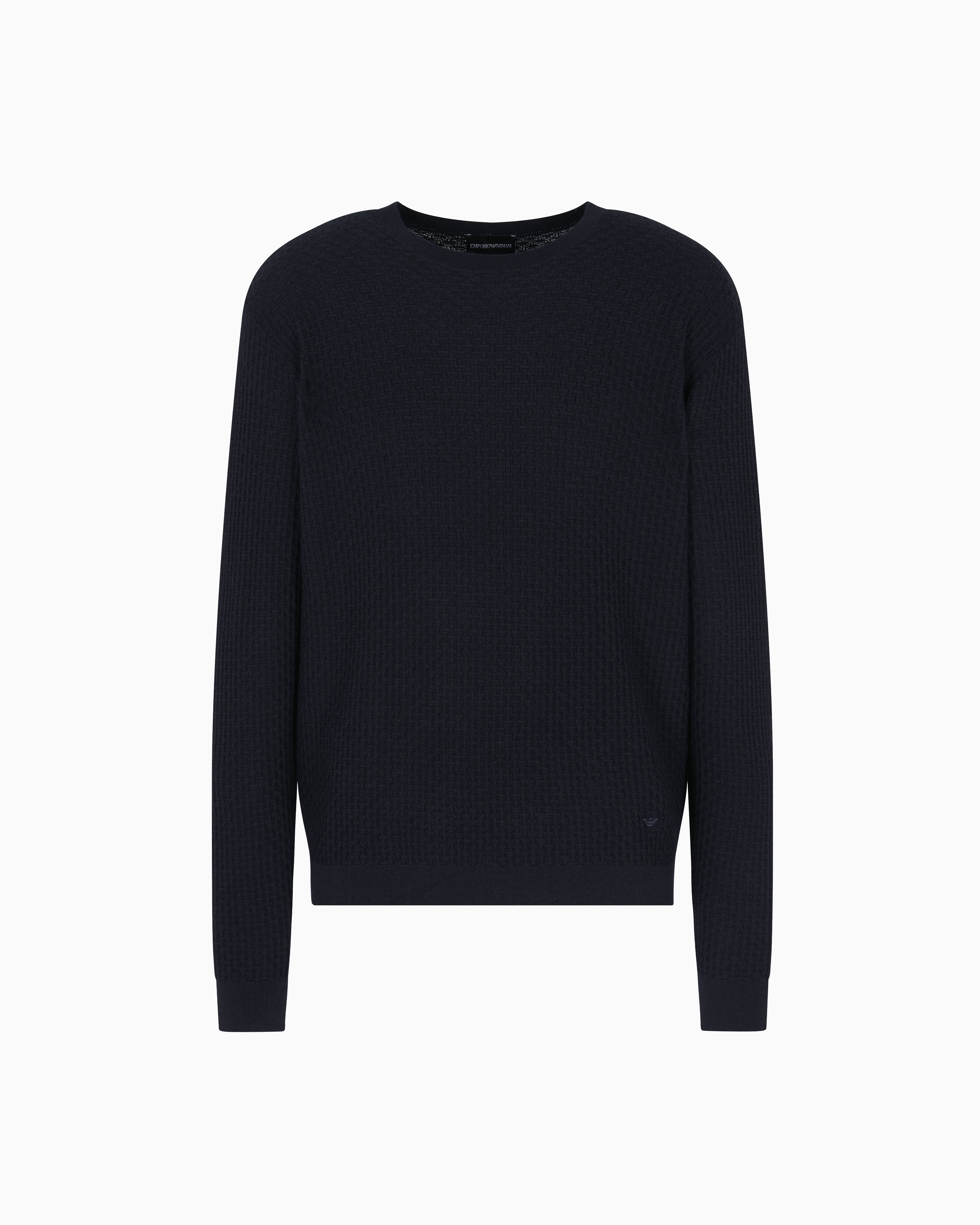 Emporio Armani Virgin wool jumper with embossed jacquard pattern