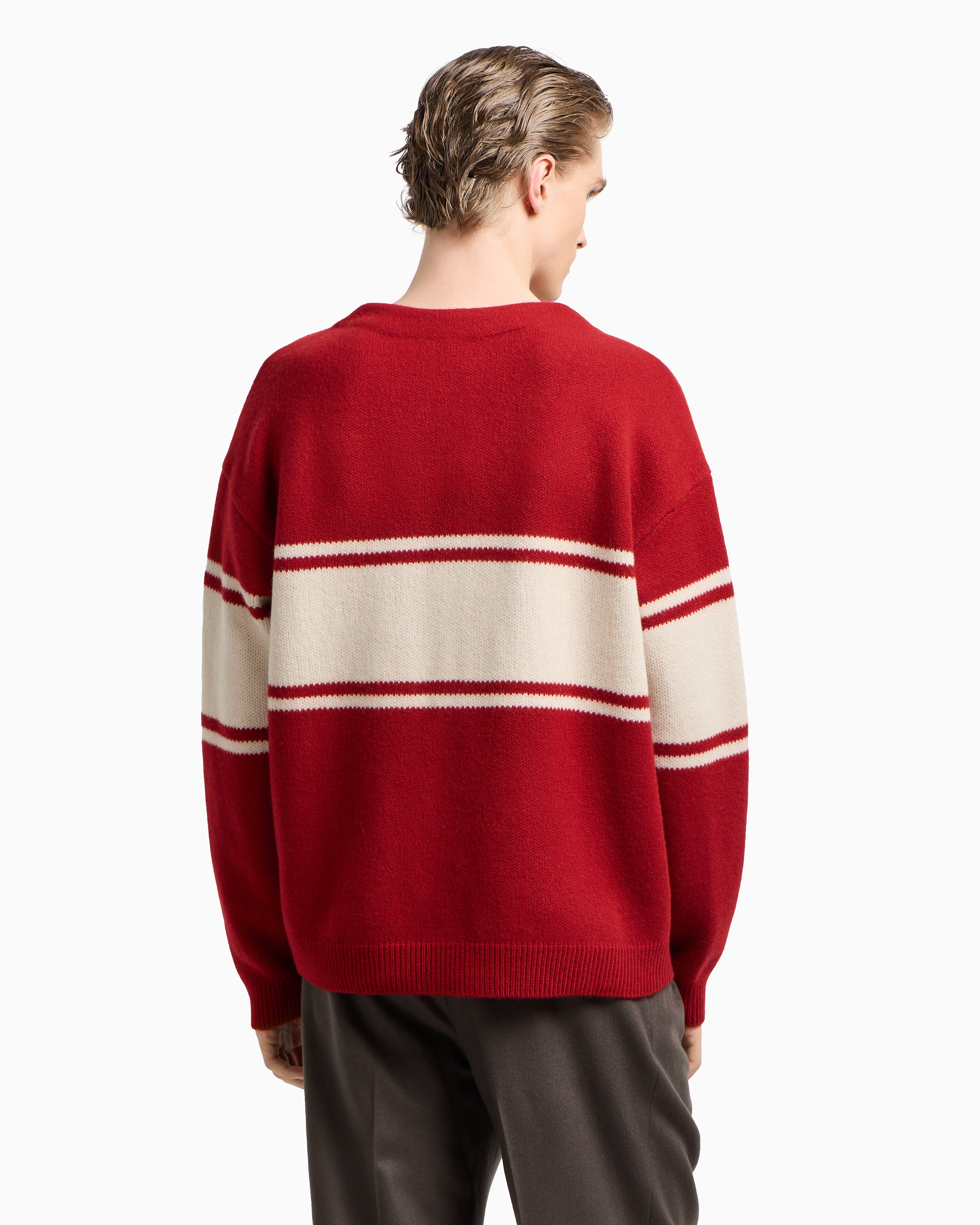 Emporio Armani V-neck cardigan made of plush-knit virgin wool