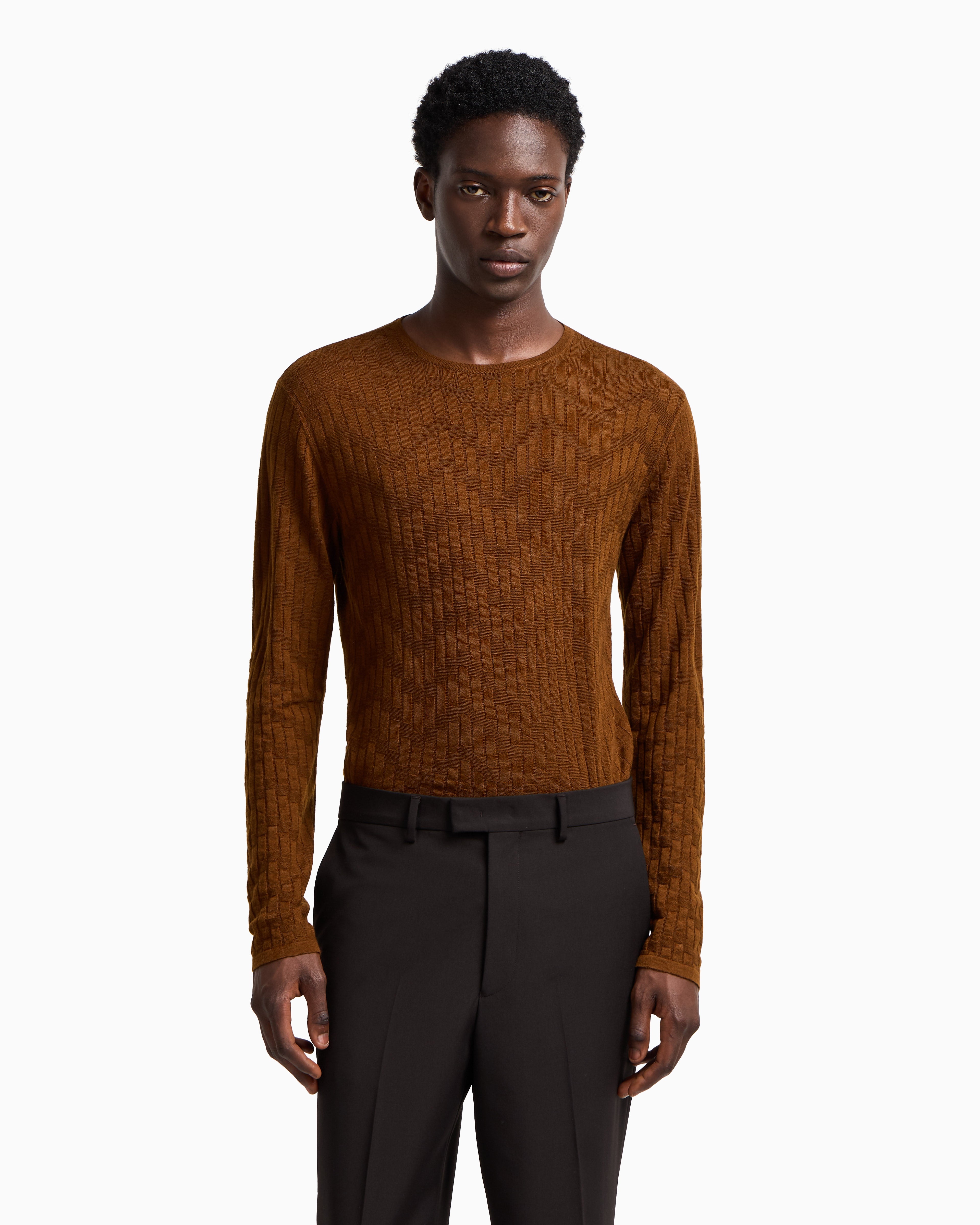 Emporio Armani Patterned knit wool and silk blend jumper