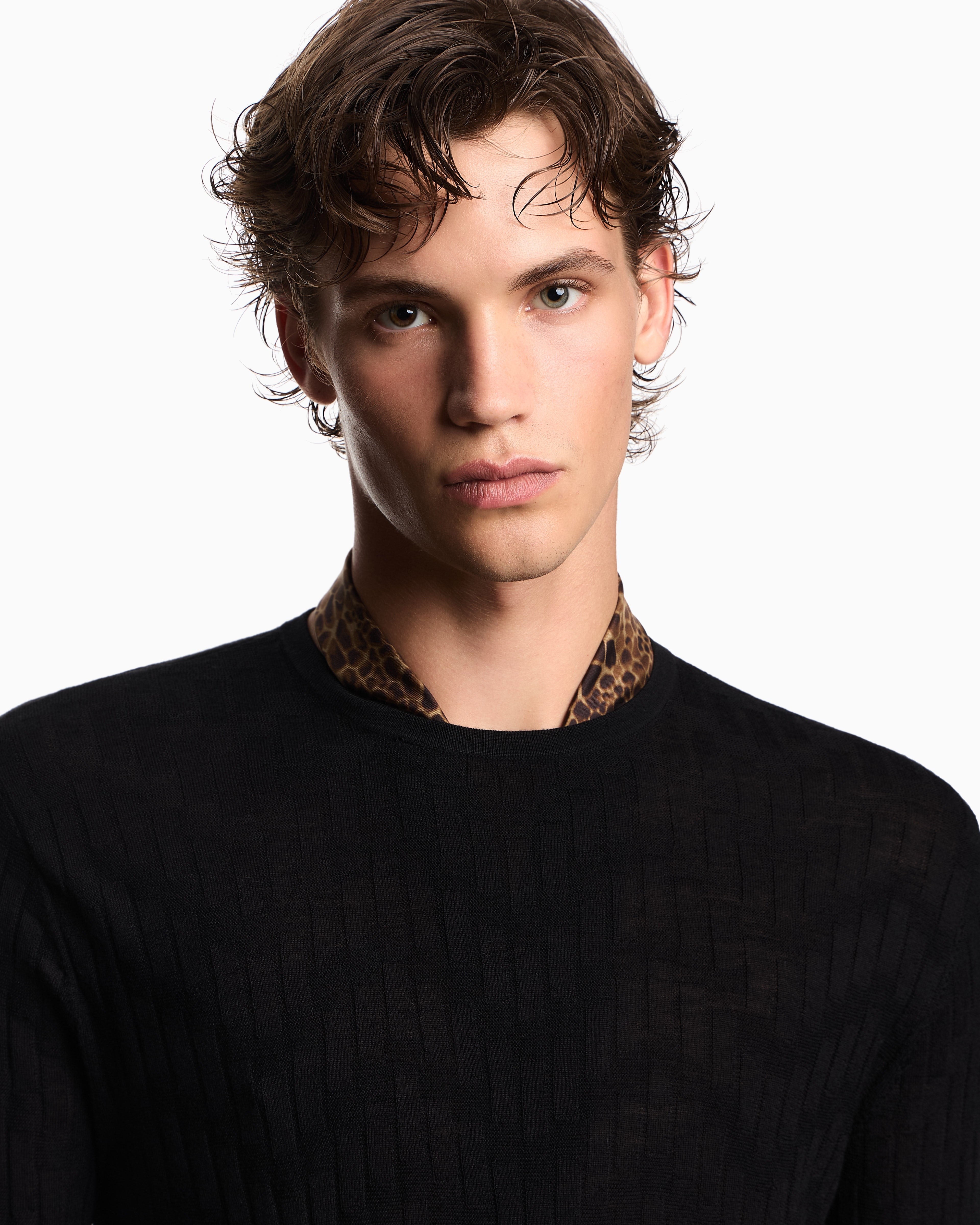 Emporio Armani Patterned knit wool and silk blend jumper