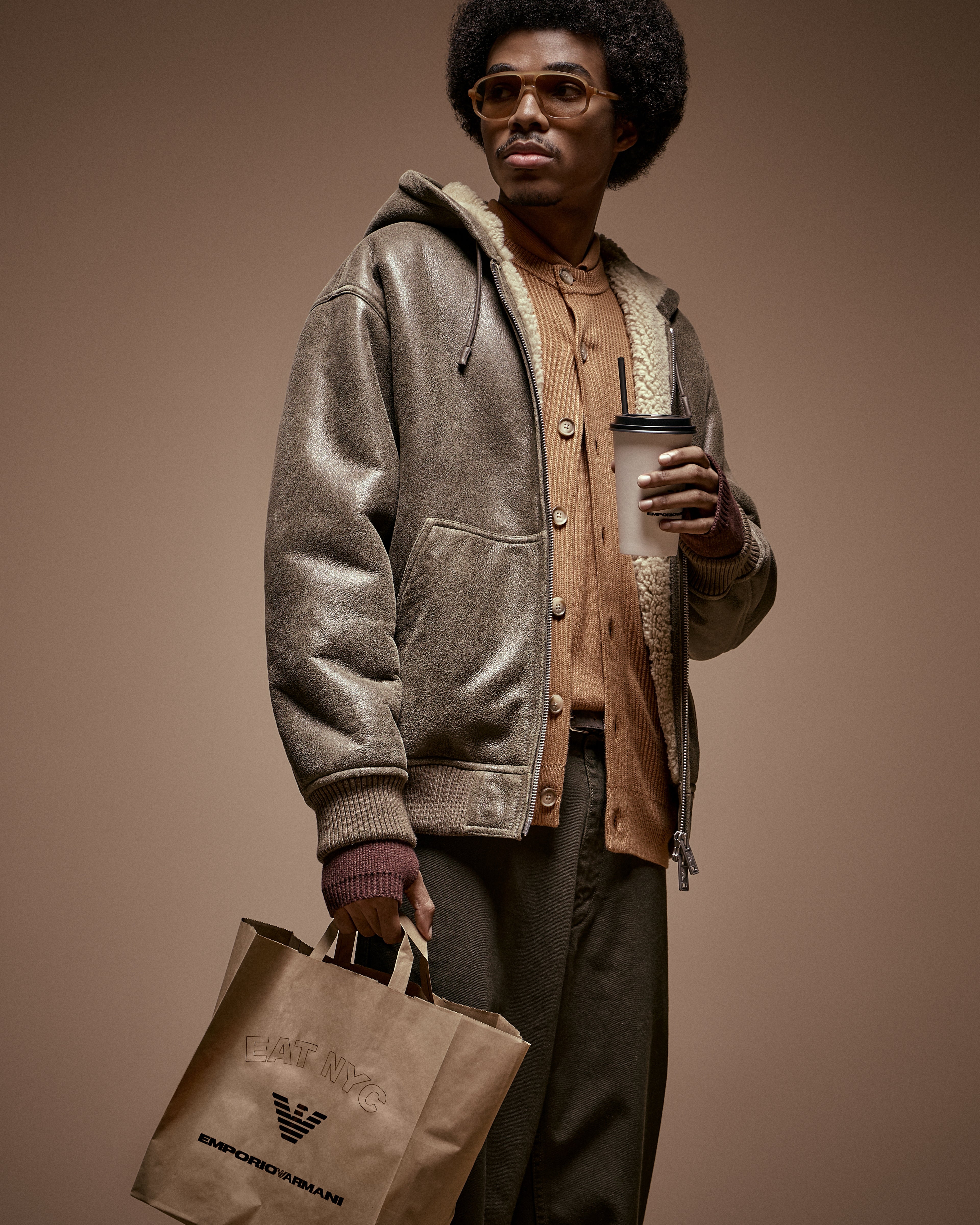 Emporio Armani New York Capsule Collection lamb shearling oversized-fit blouson