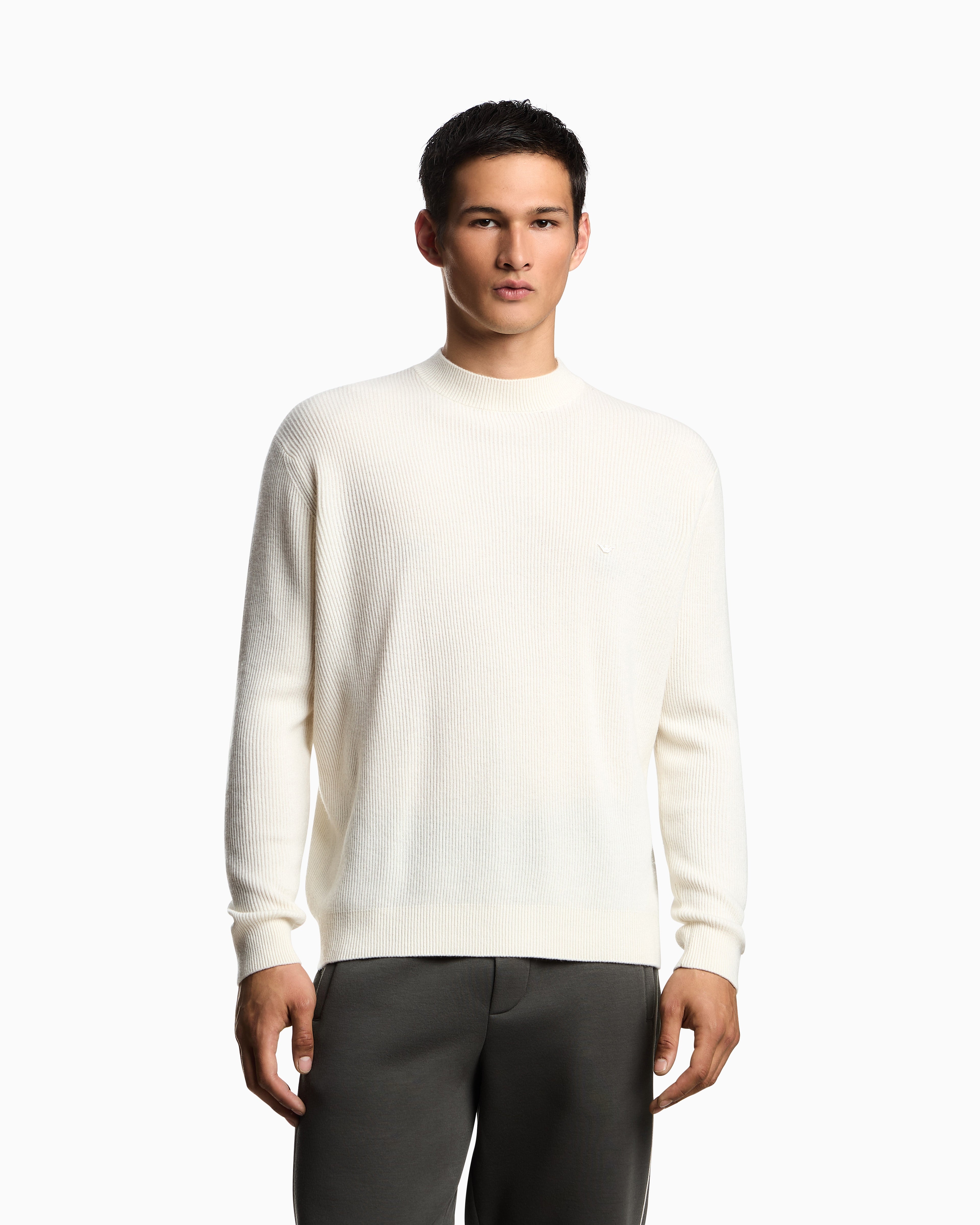 Emporio Armani Fisherman’s rib virgin-wool jumper