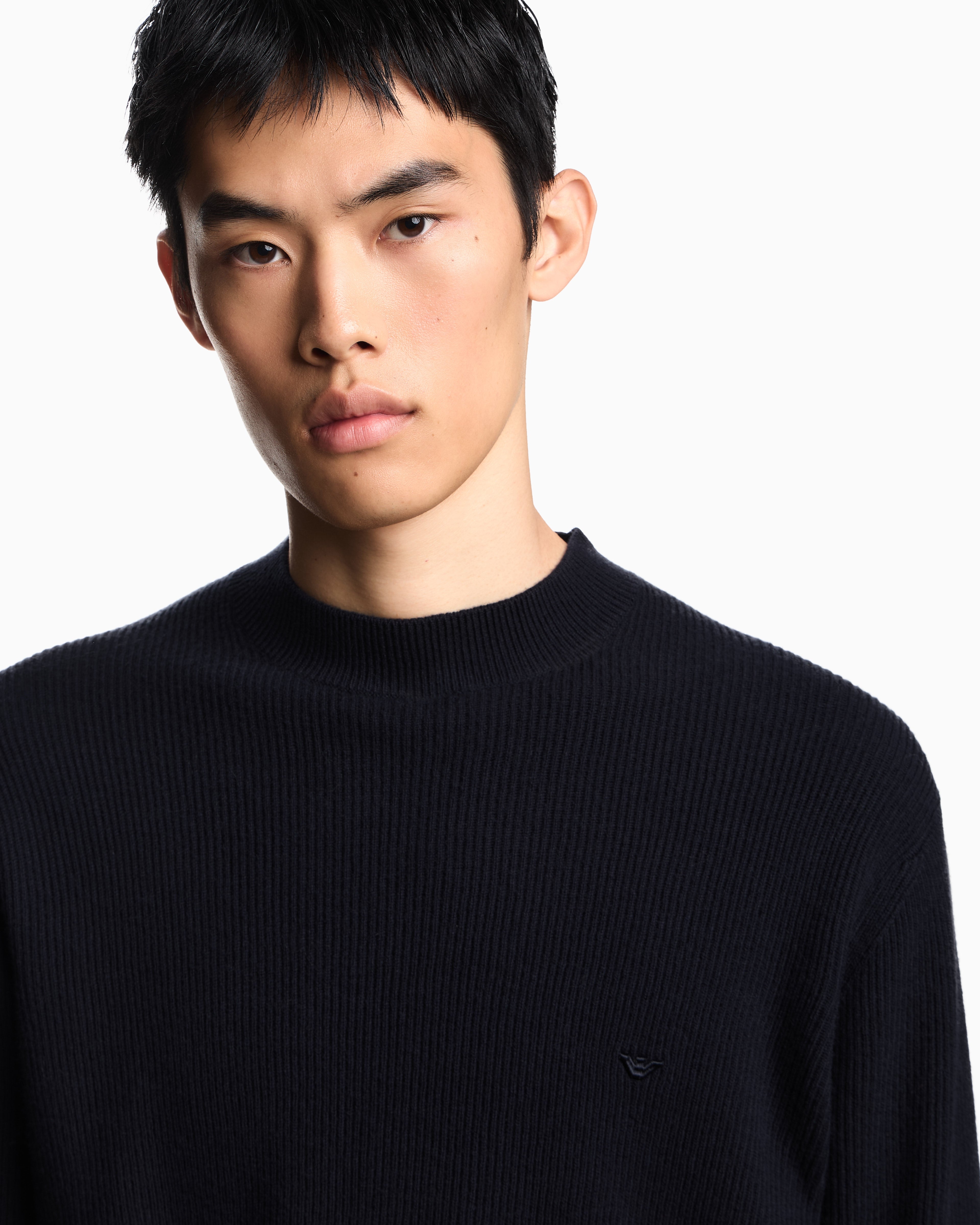Emporio Armani Fisherman’s rib virgin-wool jumper