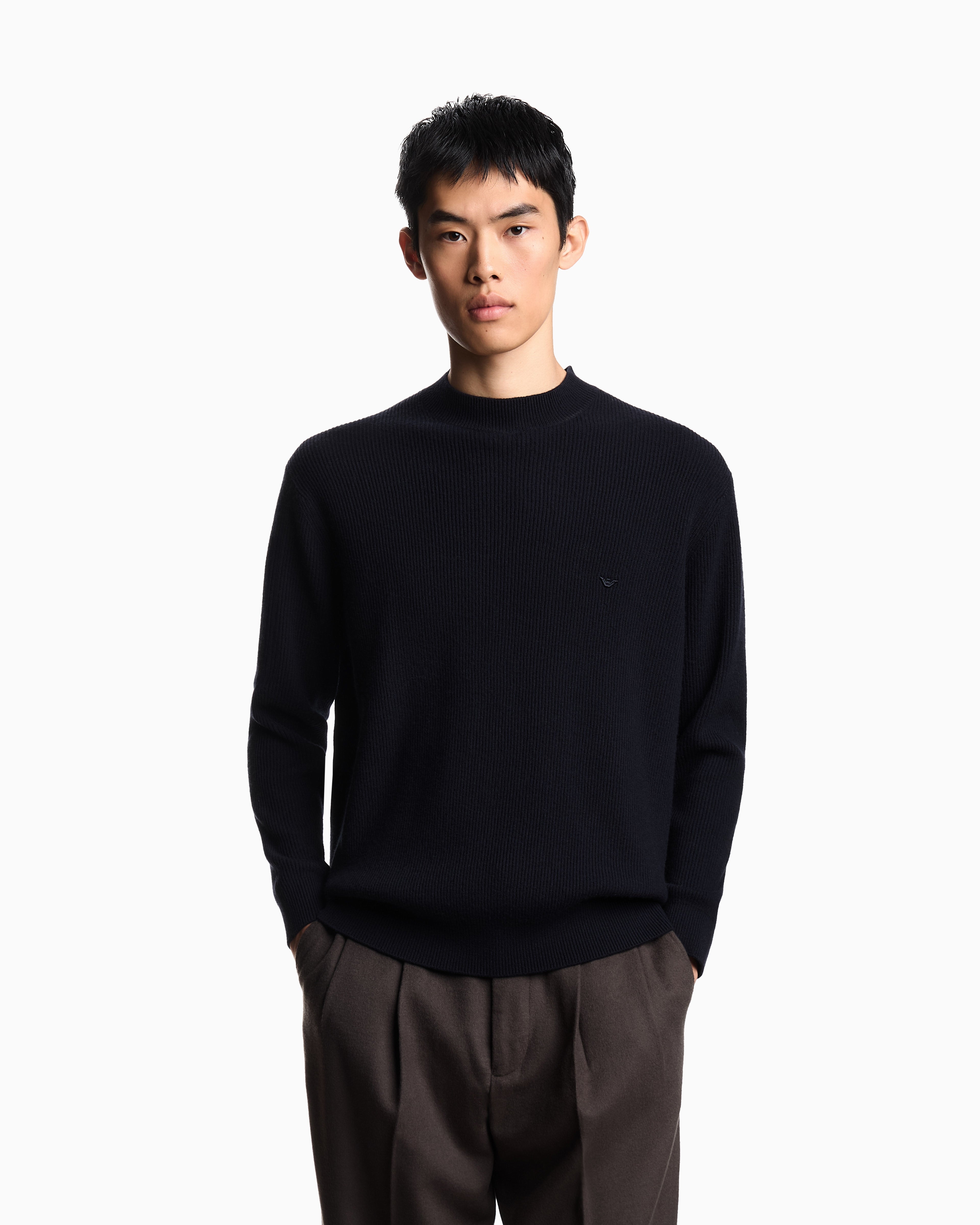 Emporio Armani Fisherman’s rib virgin-wool jumper