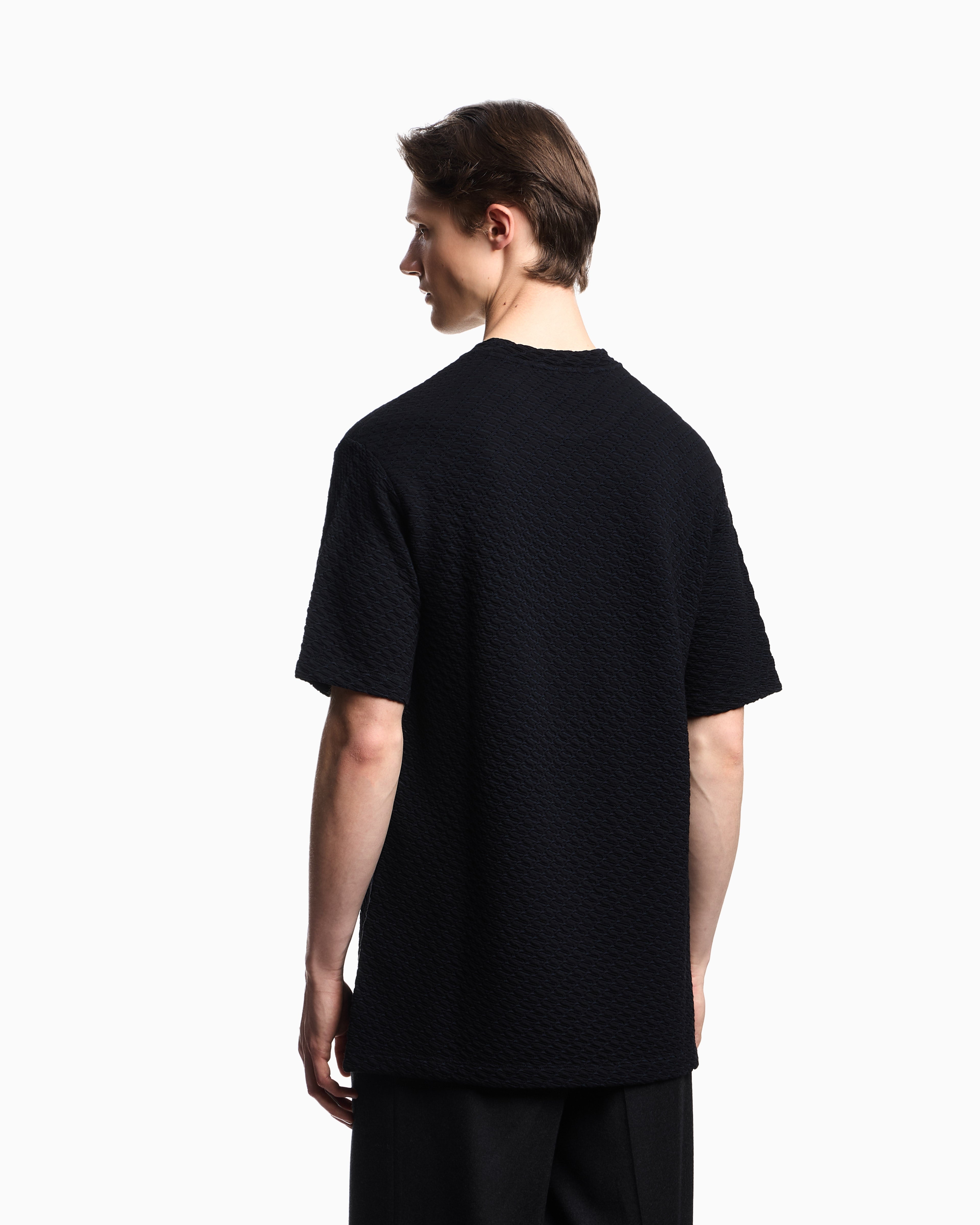 Emporio Armani Icon viscose-blend jacquard jersey jumper with op-art motif