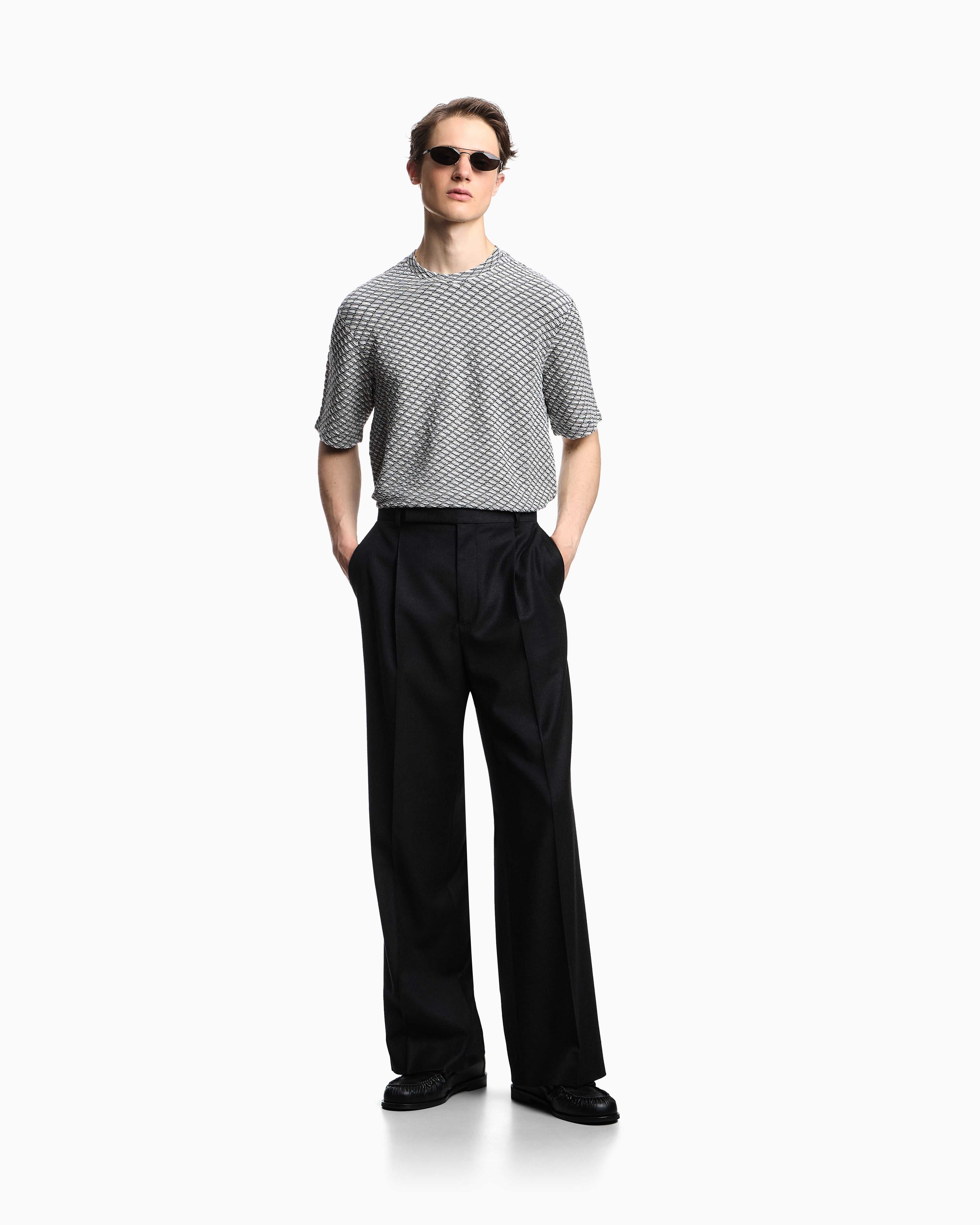 Emporio Armani Icon viscose-blend jacquard jersey jumper with op-art motif
