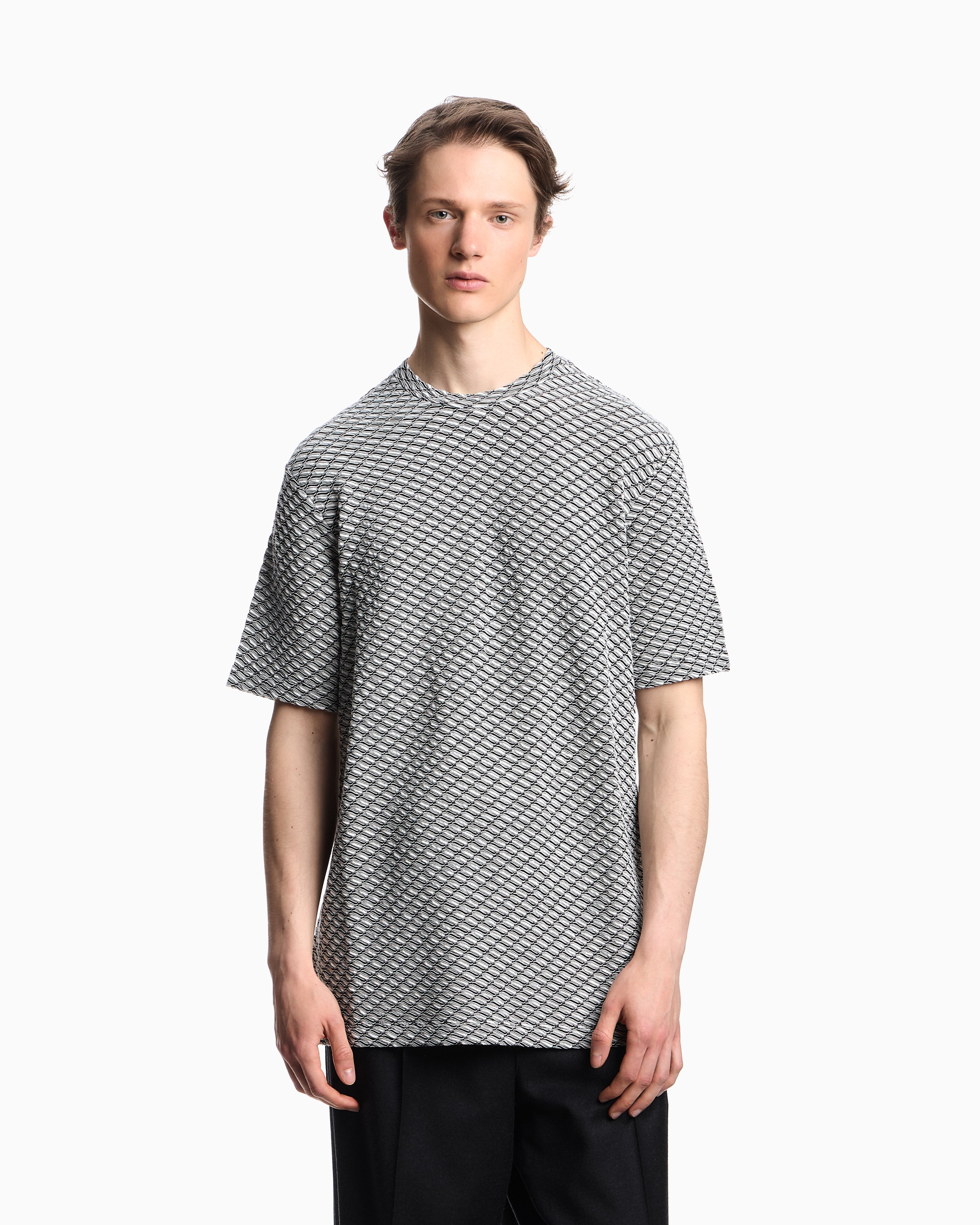 Emporio Armani Icon viscose-blend jacquard jersey jumper with op-art motif