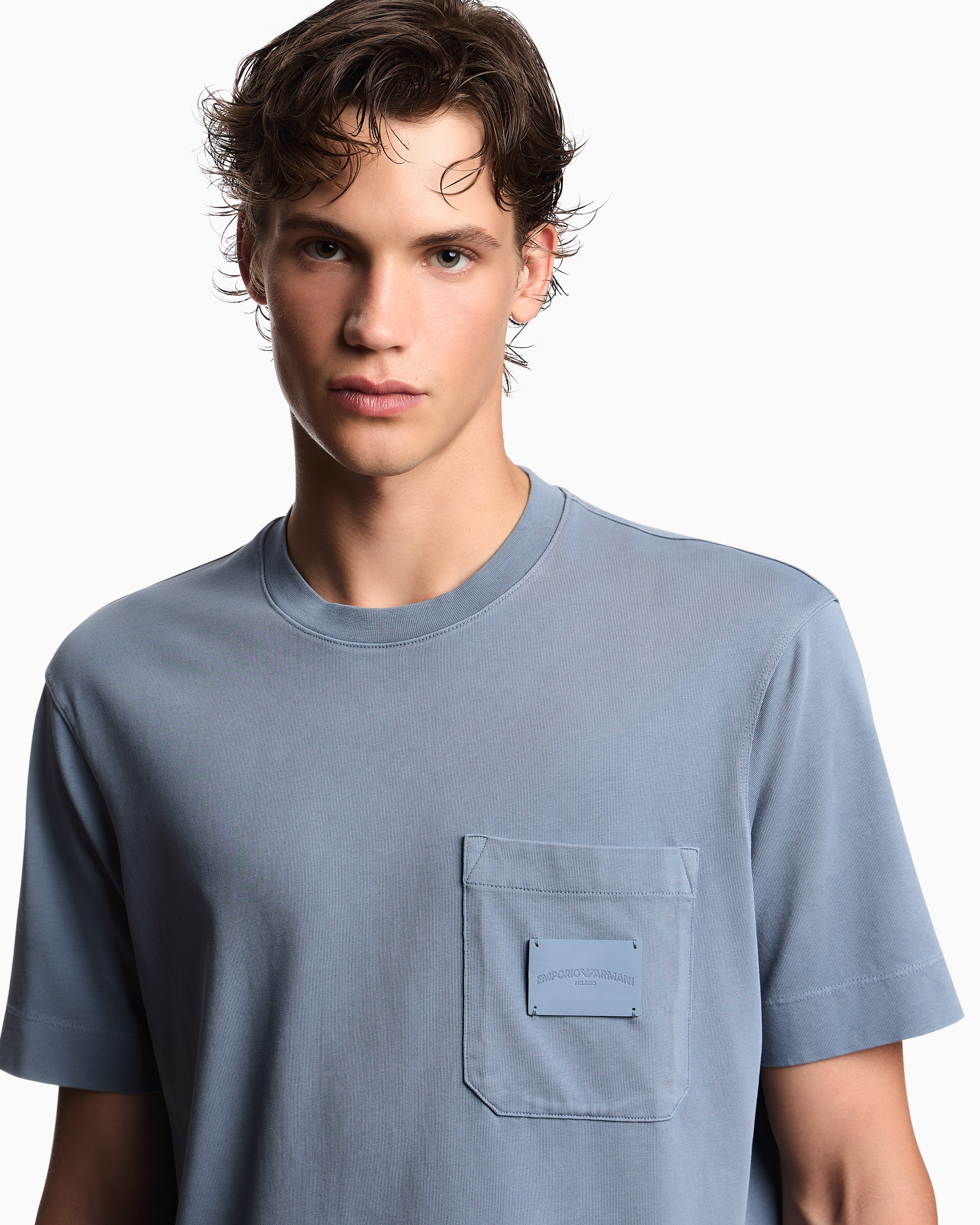 Emporio Armani ASV jersey T-shirt with leather logo patch