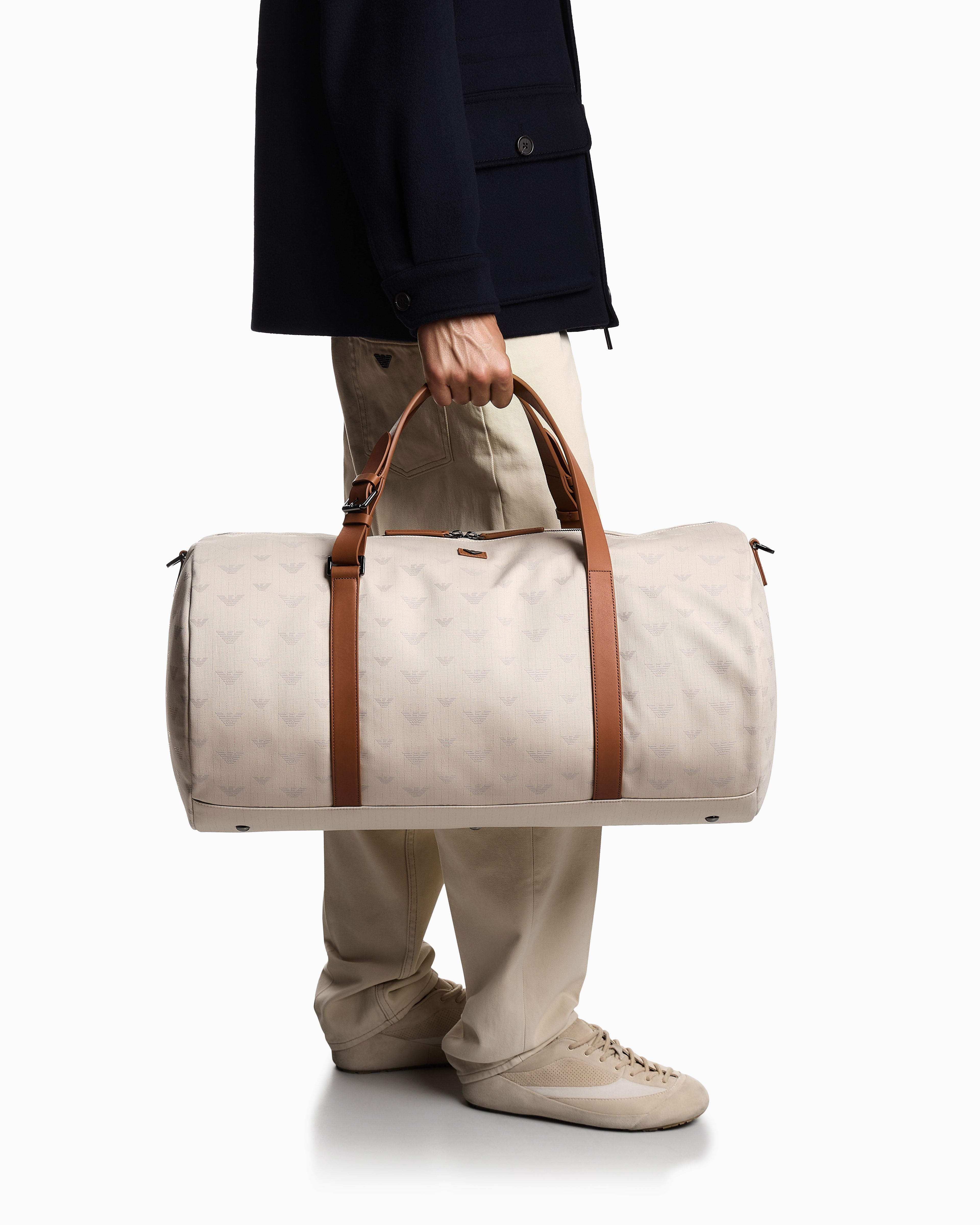 Emporio Armani All-over eagle canvas weekend bag