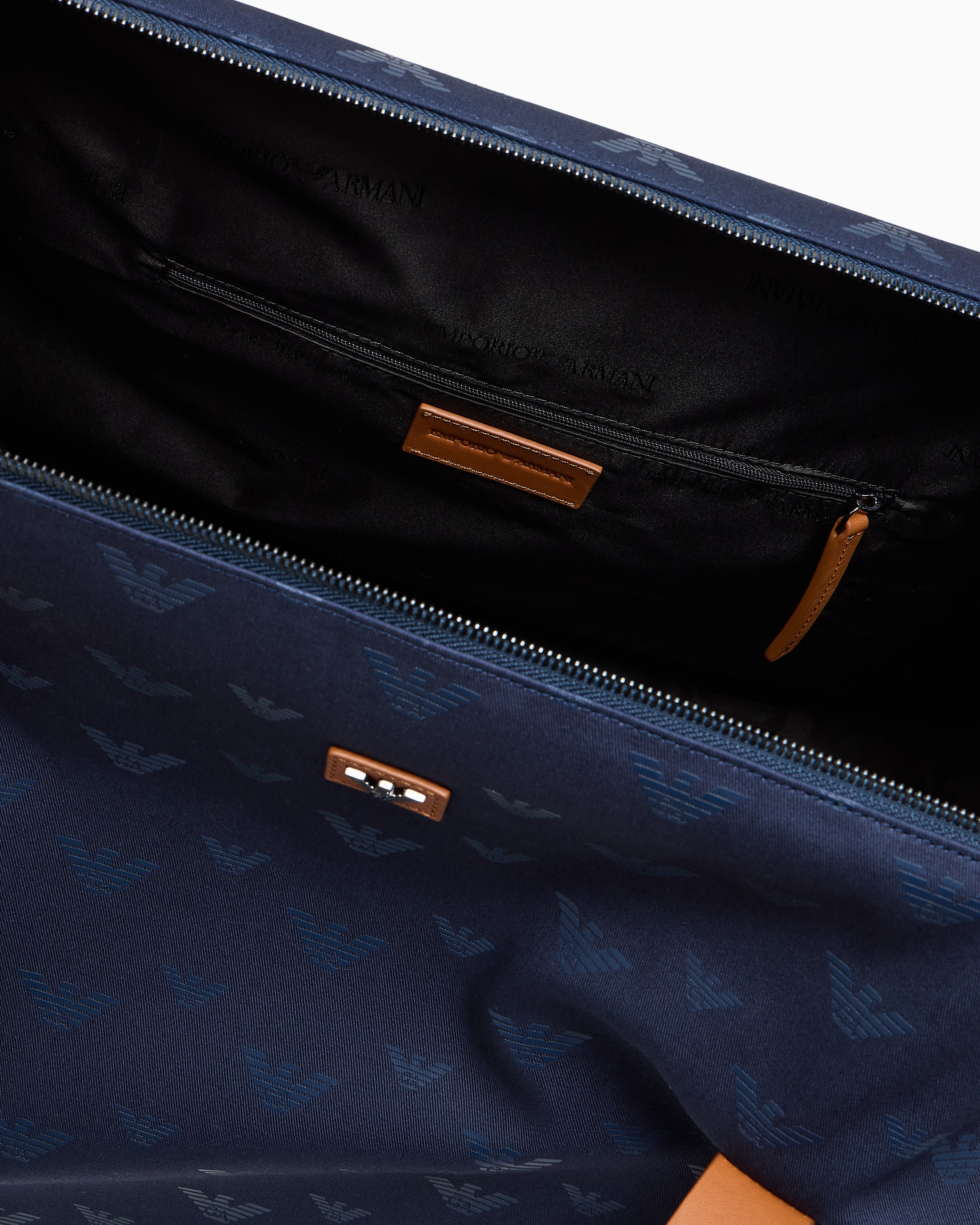 Emporio Armani All-over eagle canvas weekend bag