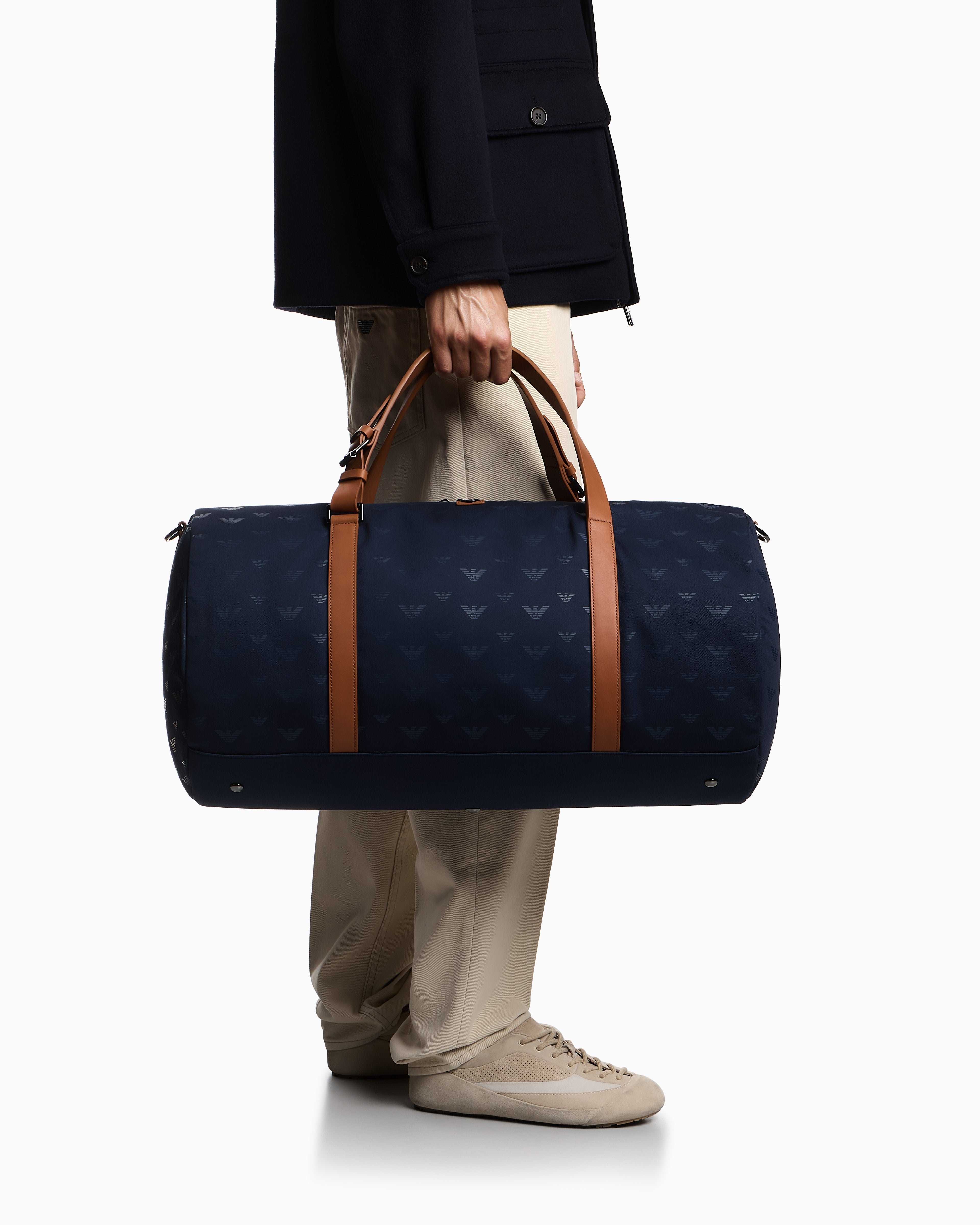 Emporio Armani All-over eagle canvas weekend bag