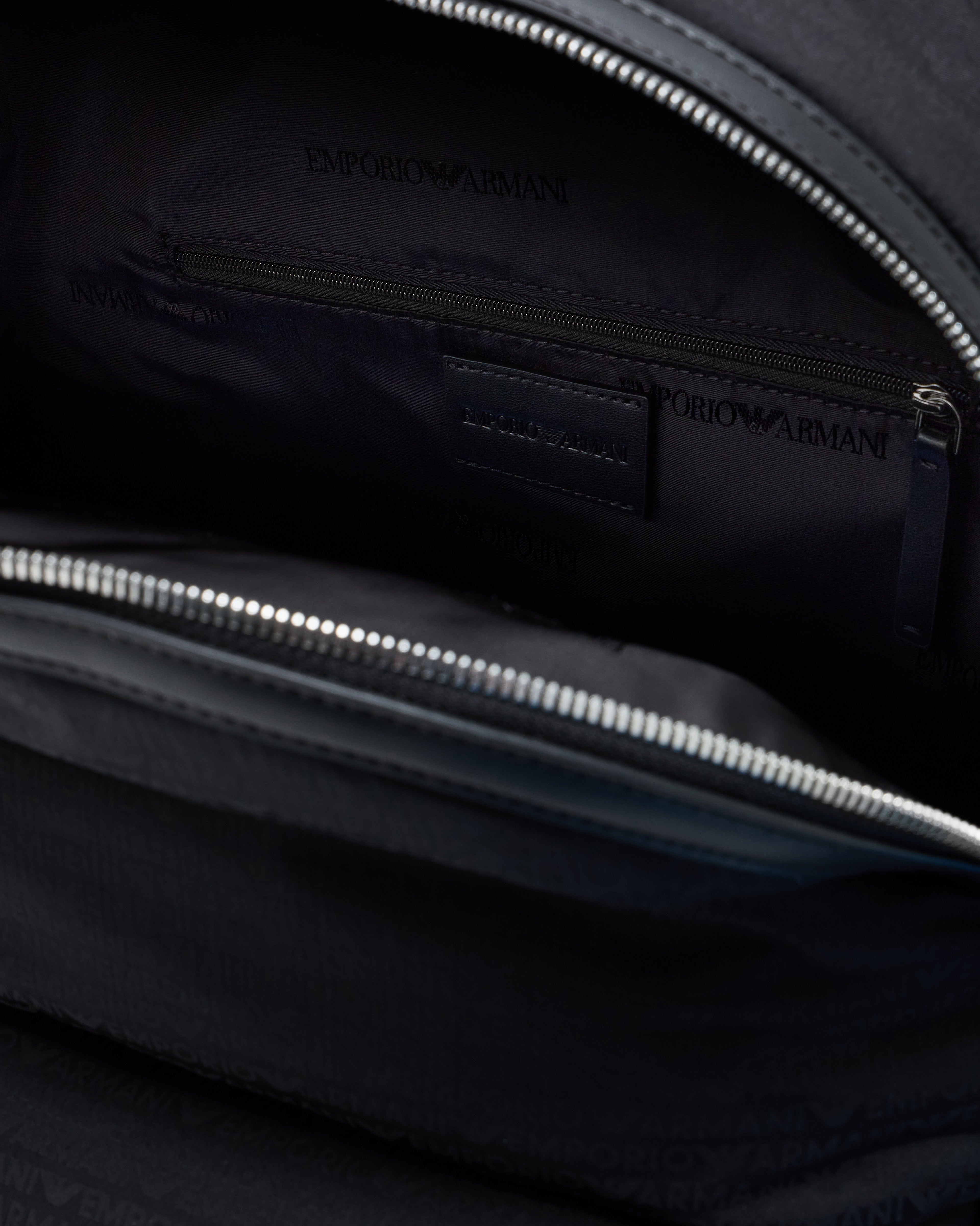 Emporio Armani Round nylon backpack with monogram lettering