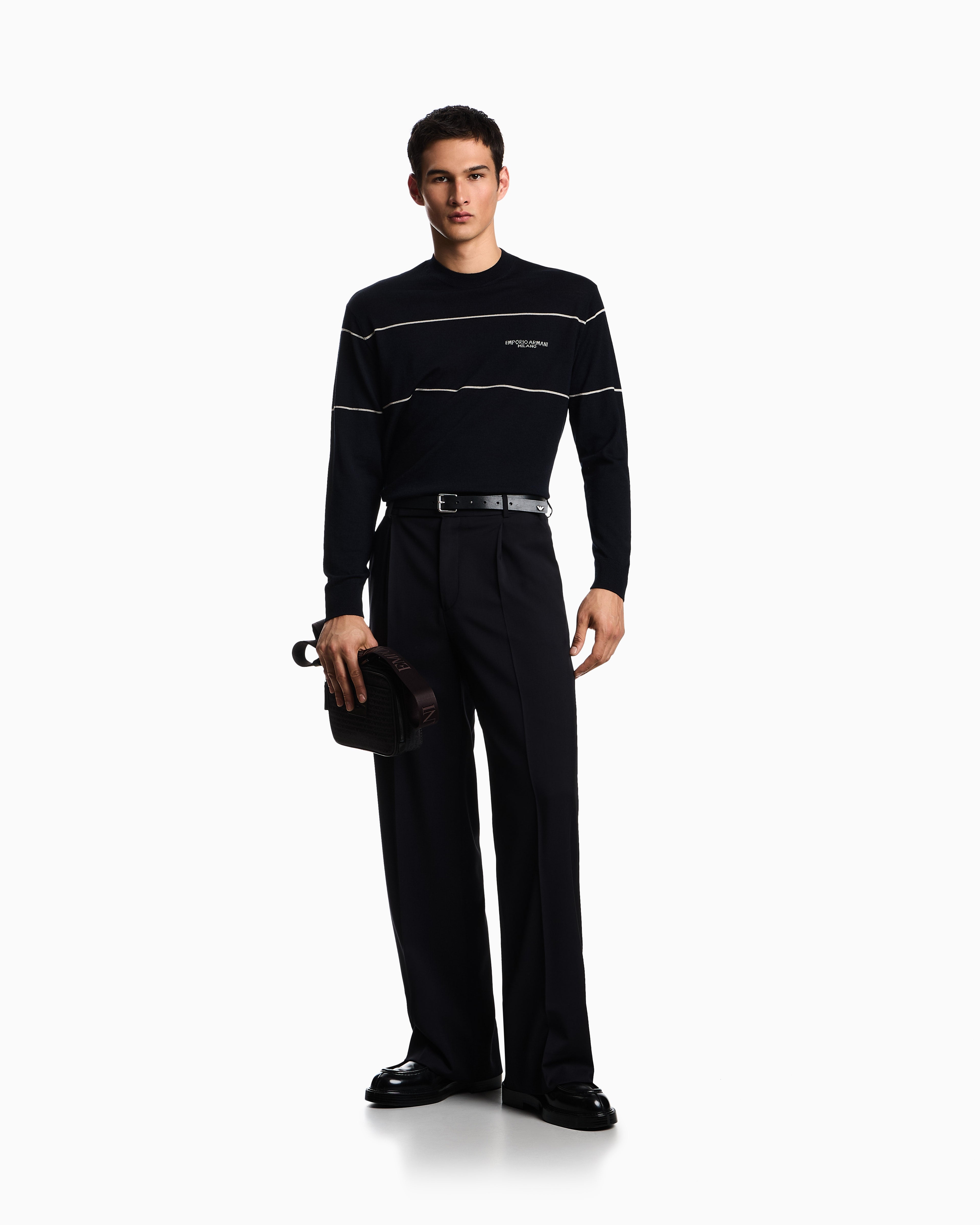 Emporio Armani Virgin-wool jumper with jacquard logo