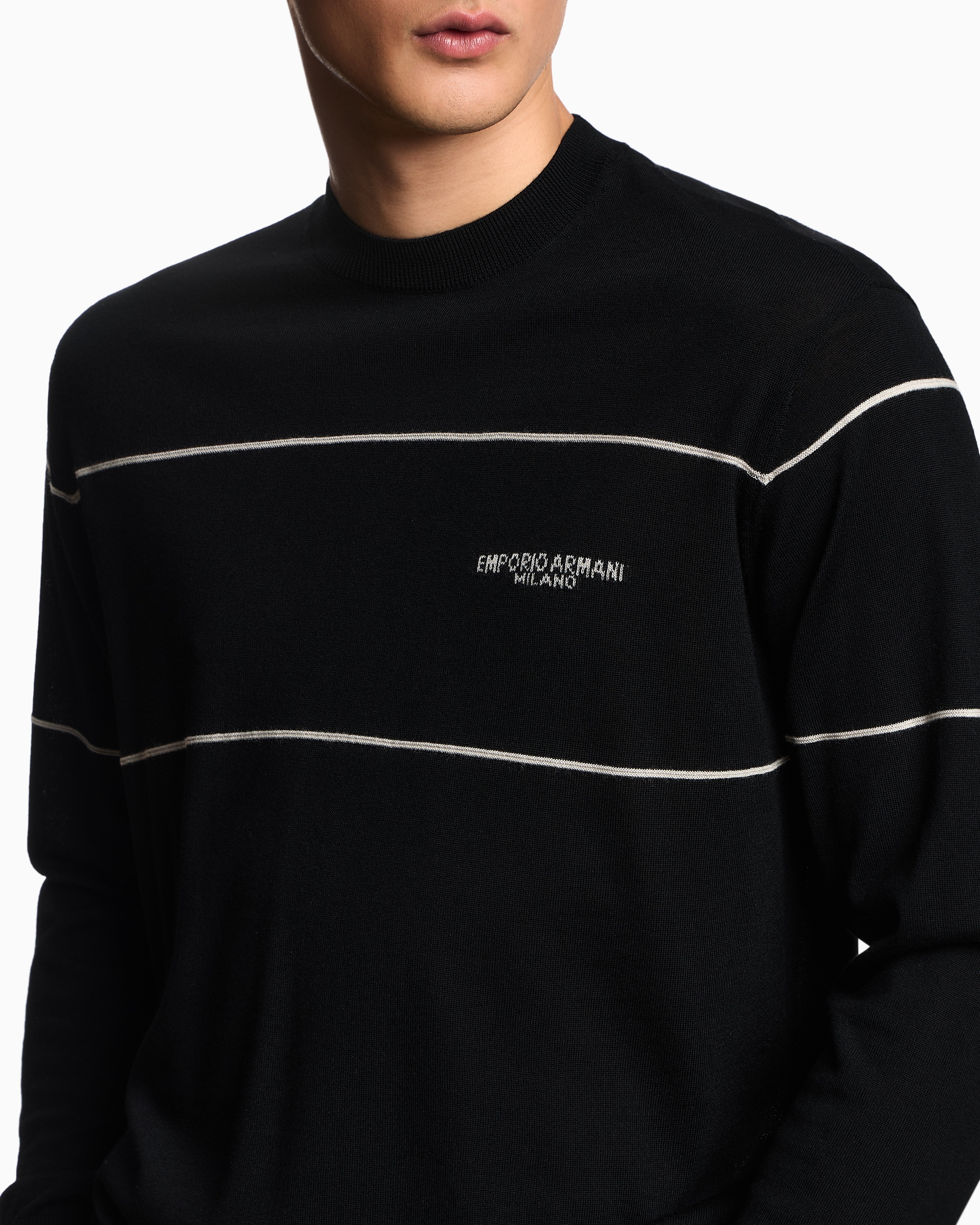 Emporio Armani Virgin-wool jumper with jacquard logo
