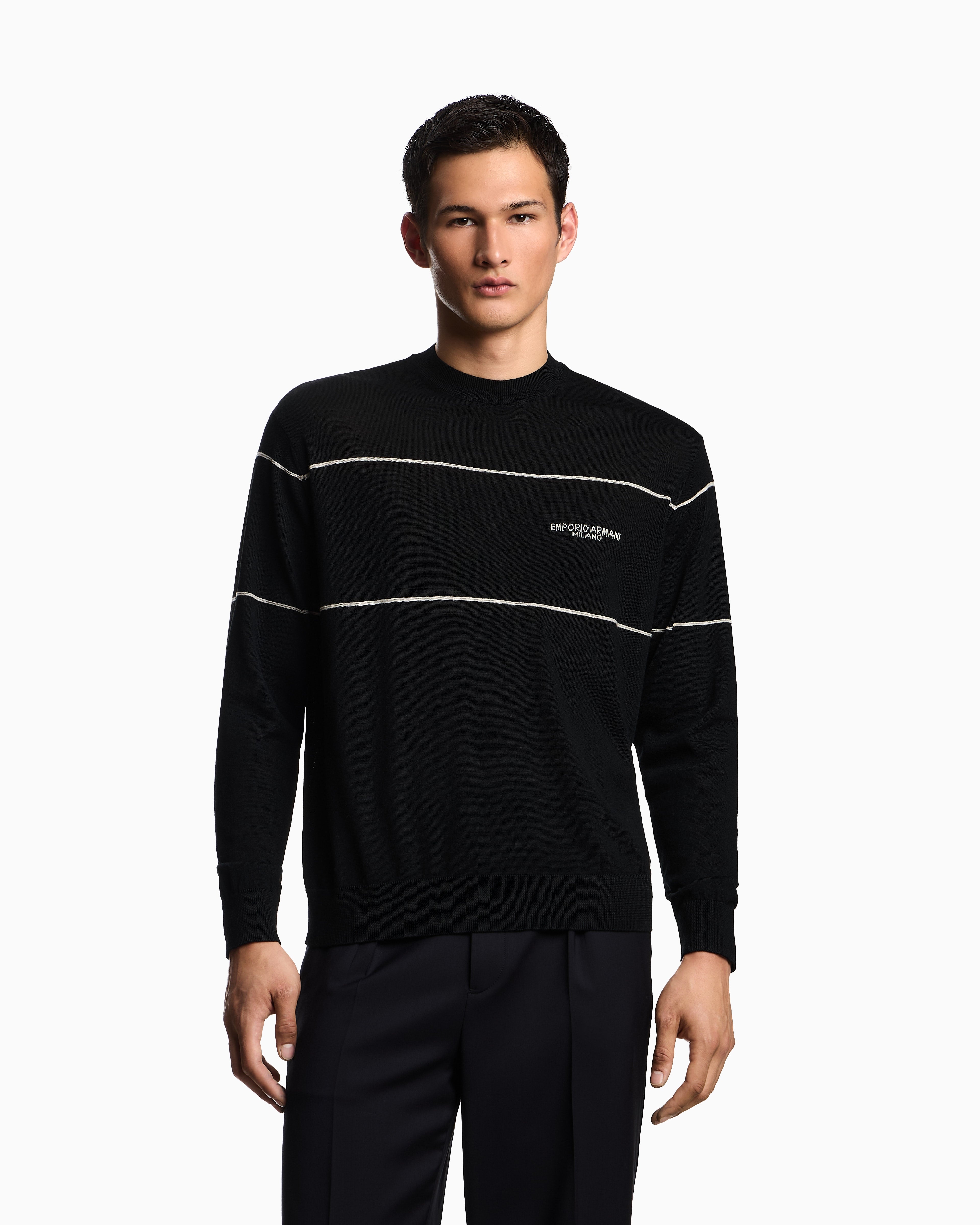 Emporio Armani Virgin-wool jumper with jacquard logo