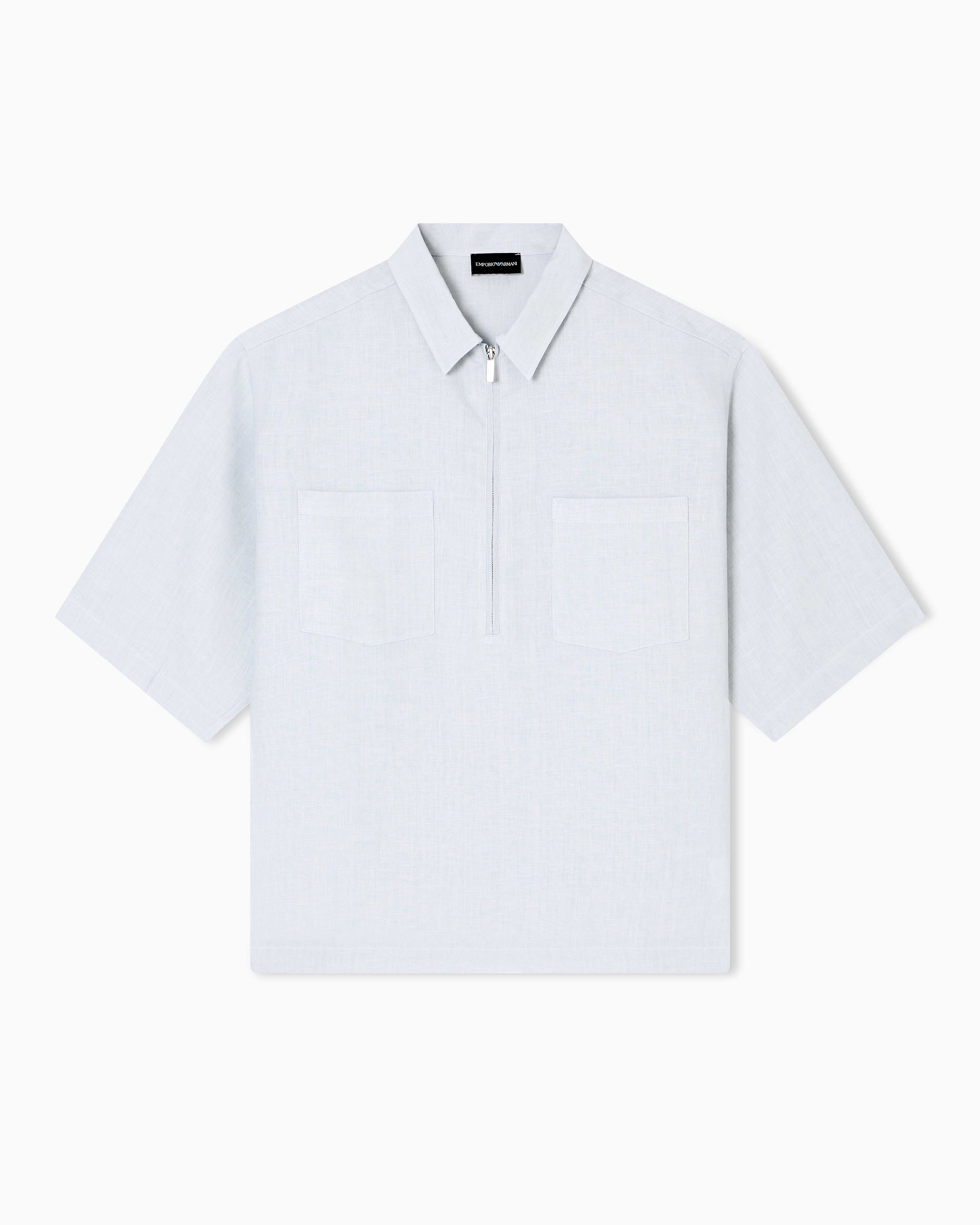 Emporio Armani Pure linen shirt with partial zip