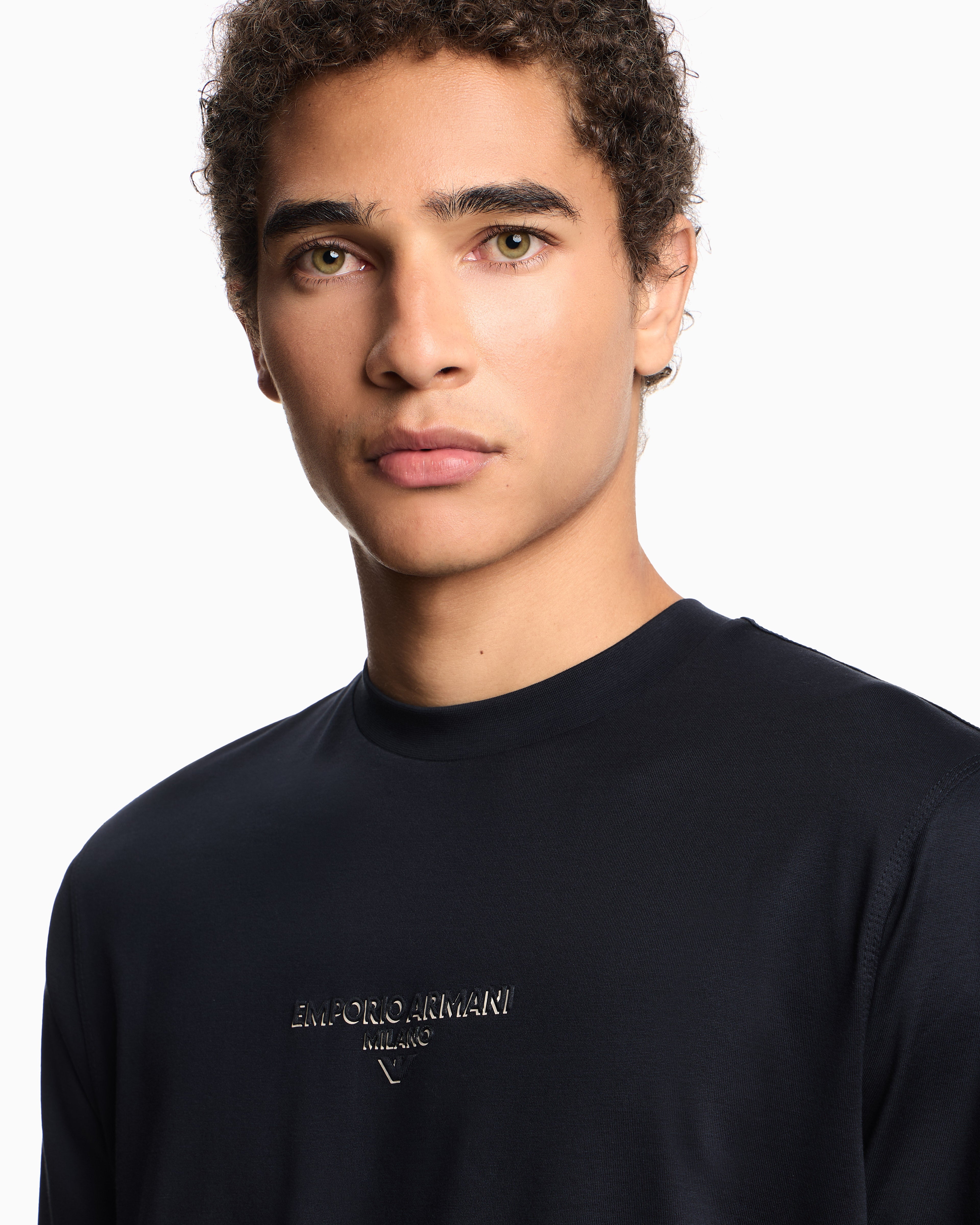 Emporio Armani Lyocell blend jersey T-shirt with 3D-effect logo