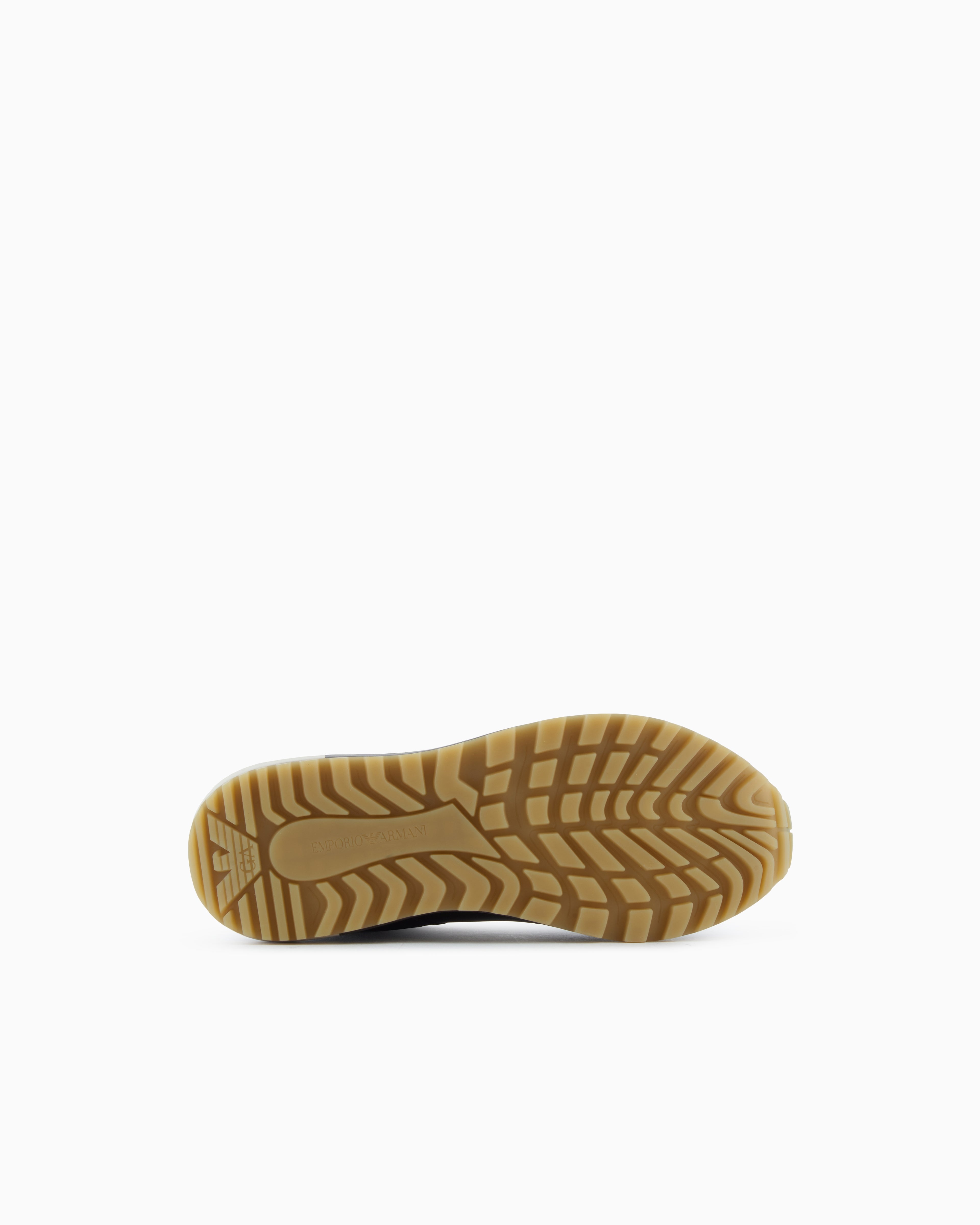 Emporio Armani Leather Sneakers With Felt Details Brown