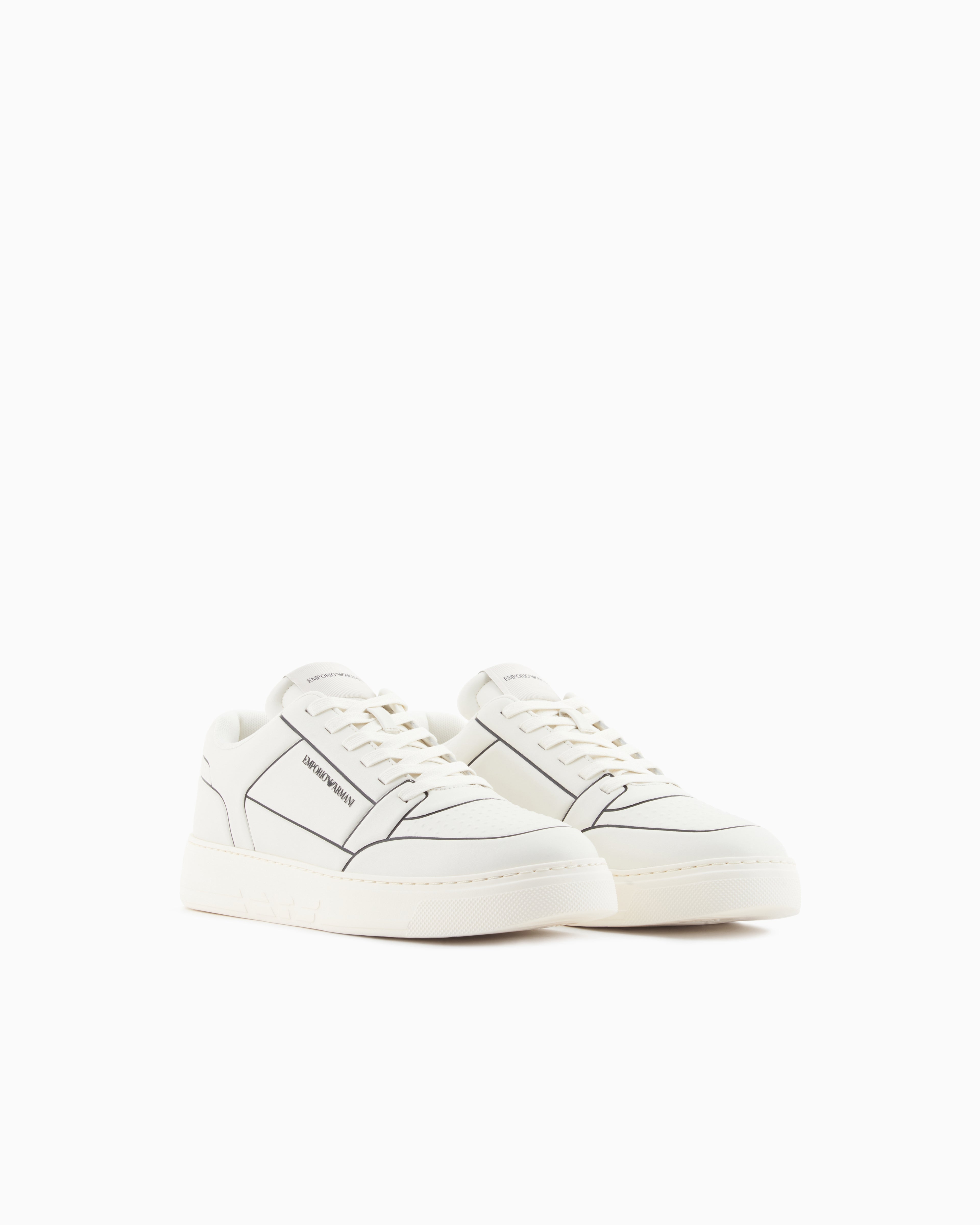 Emporio Armani Leather Sneakers With An Embossed Print Two-Tone
