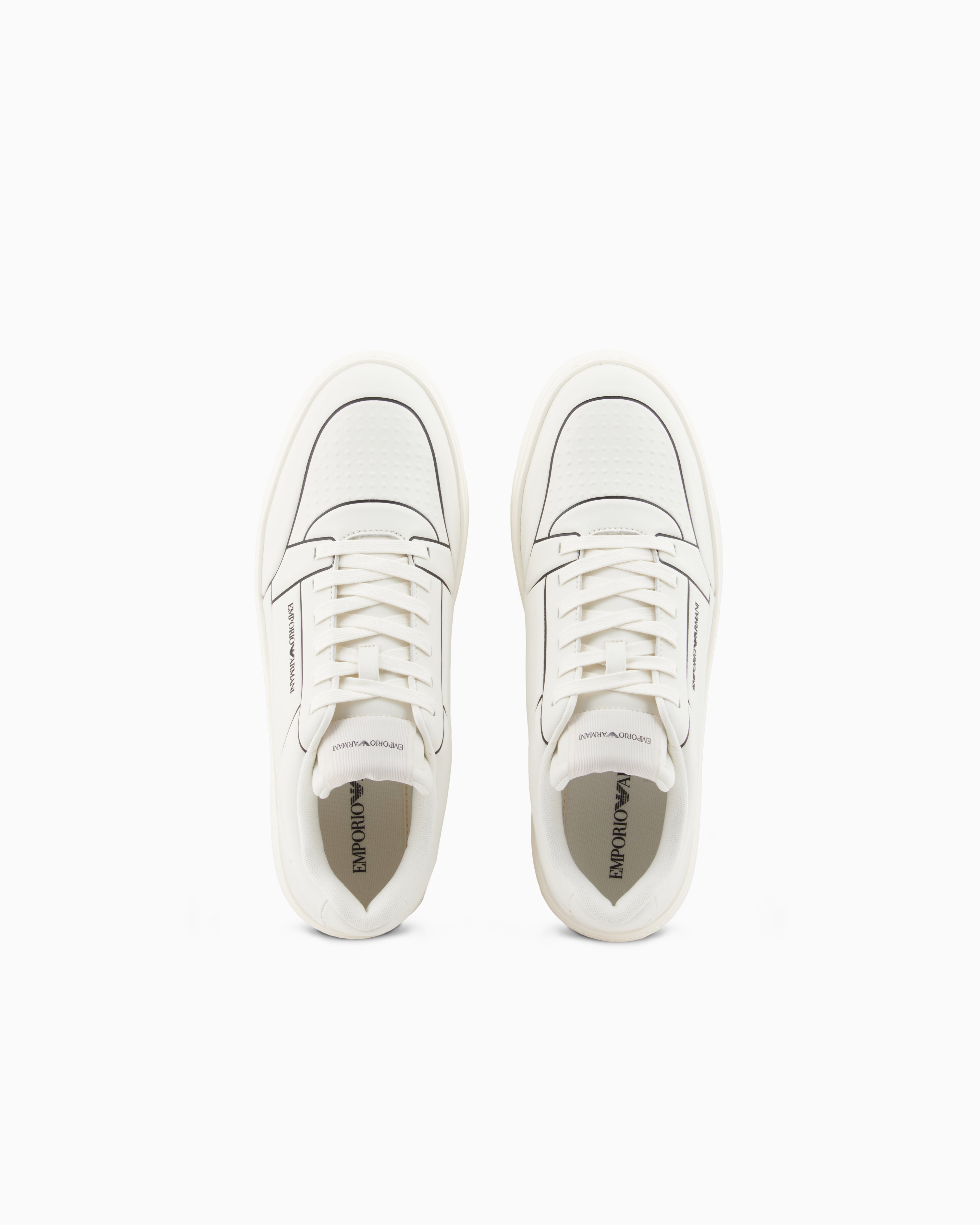 Emporio Armani Leather Sneakers With An Embossed Print Two-Tone