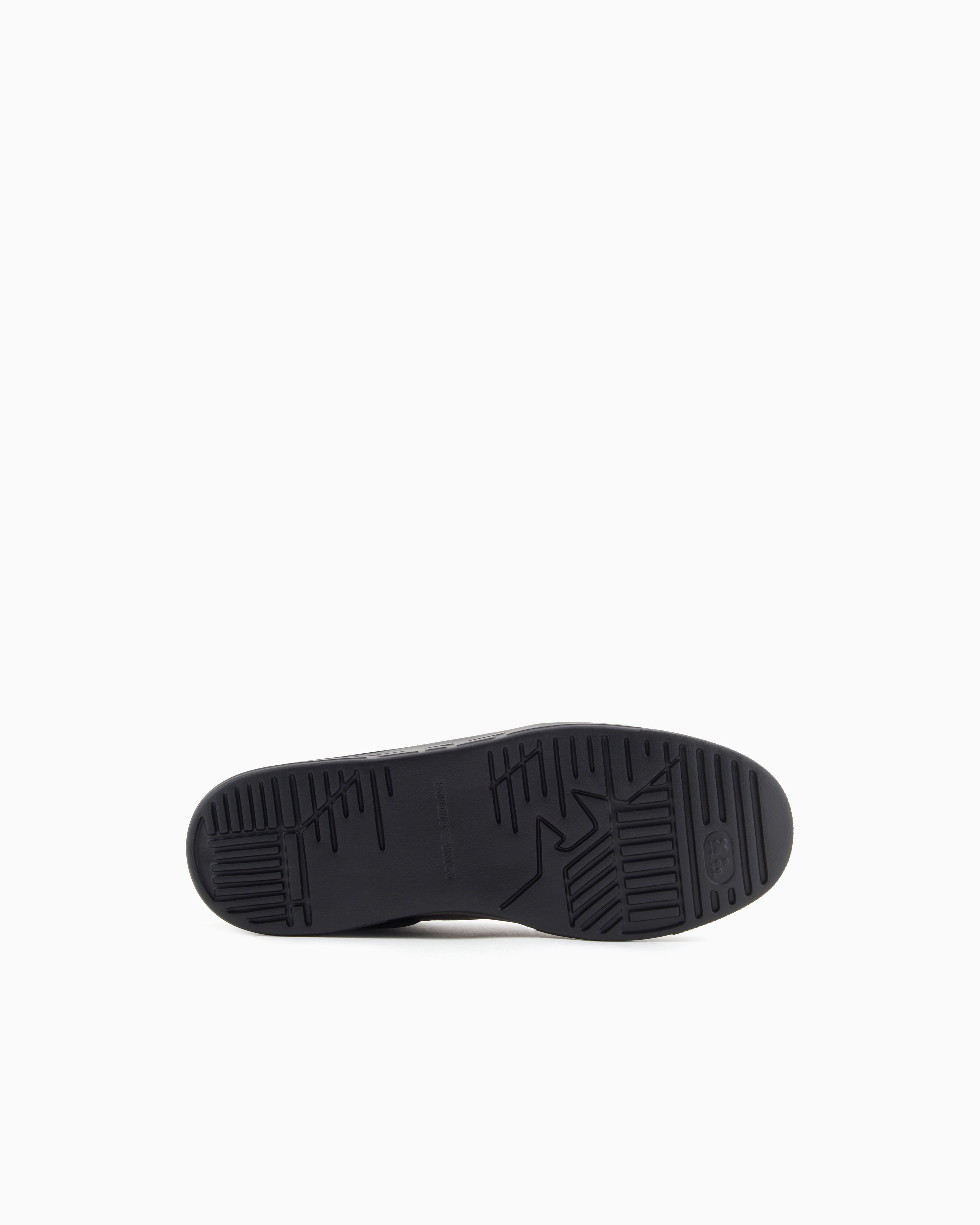 Emporio Armani Leather Sneakers With Mesh Details Blue