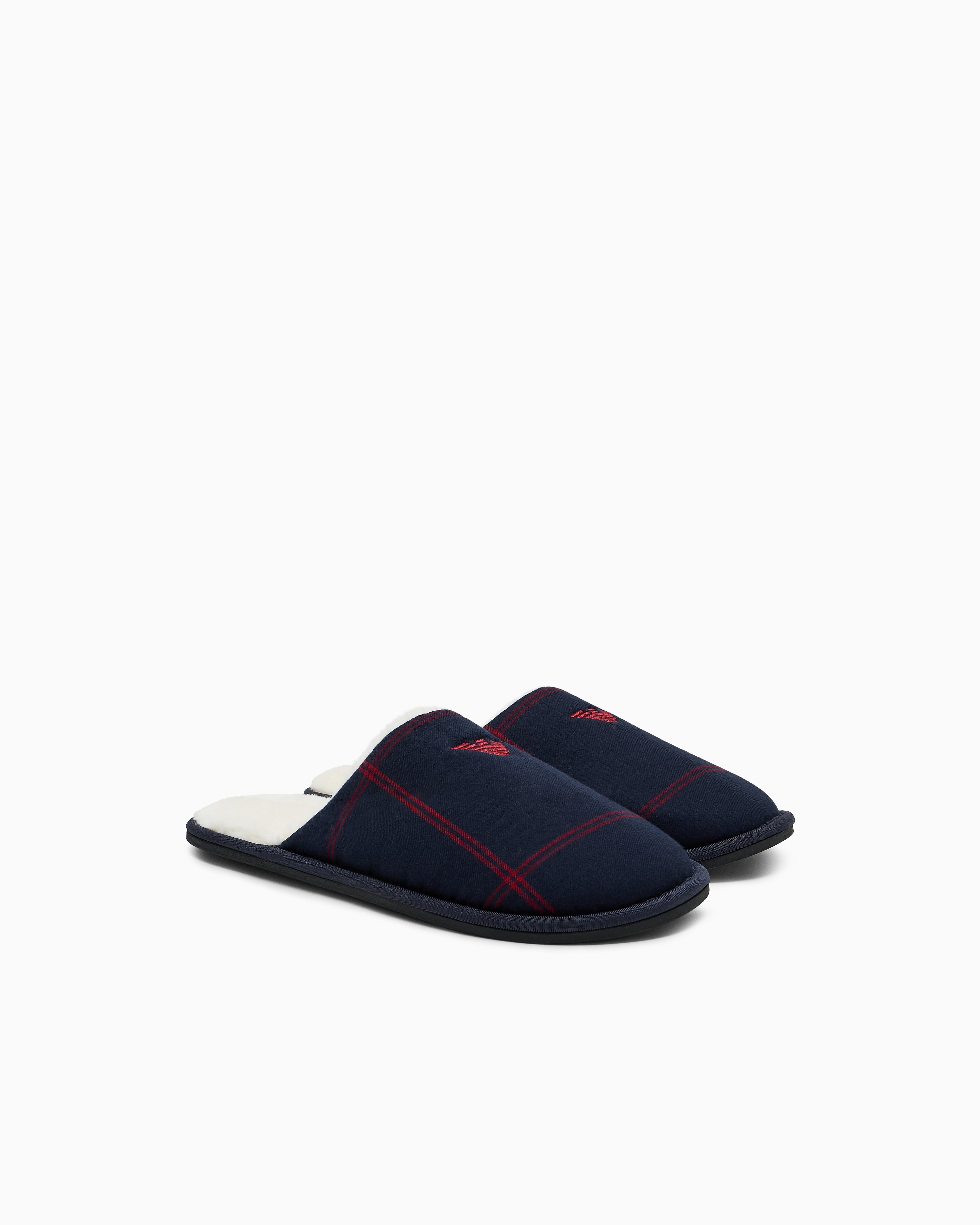 Emporio Armani Tartan motif flannel slippers