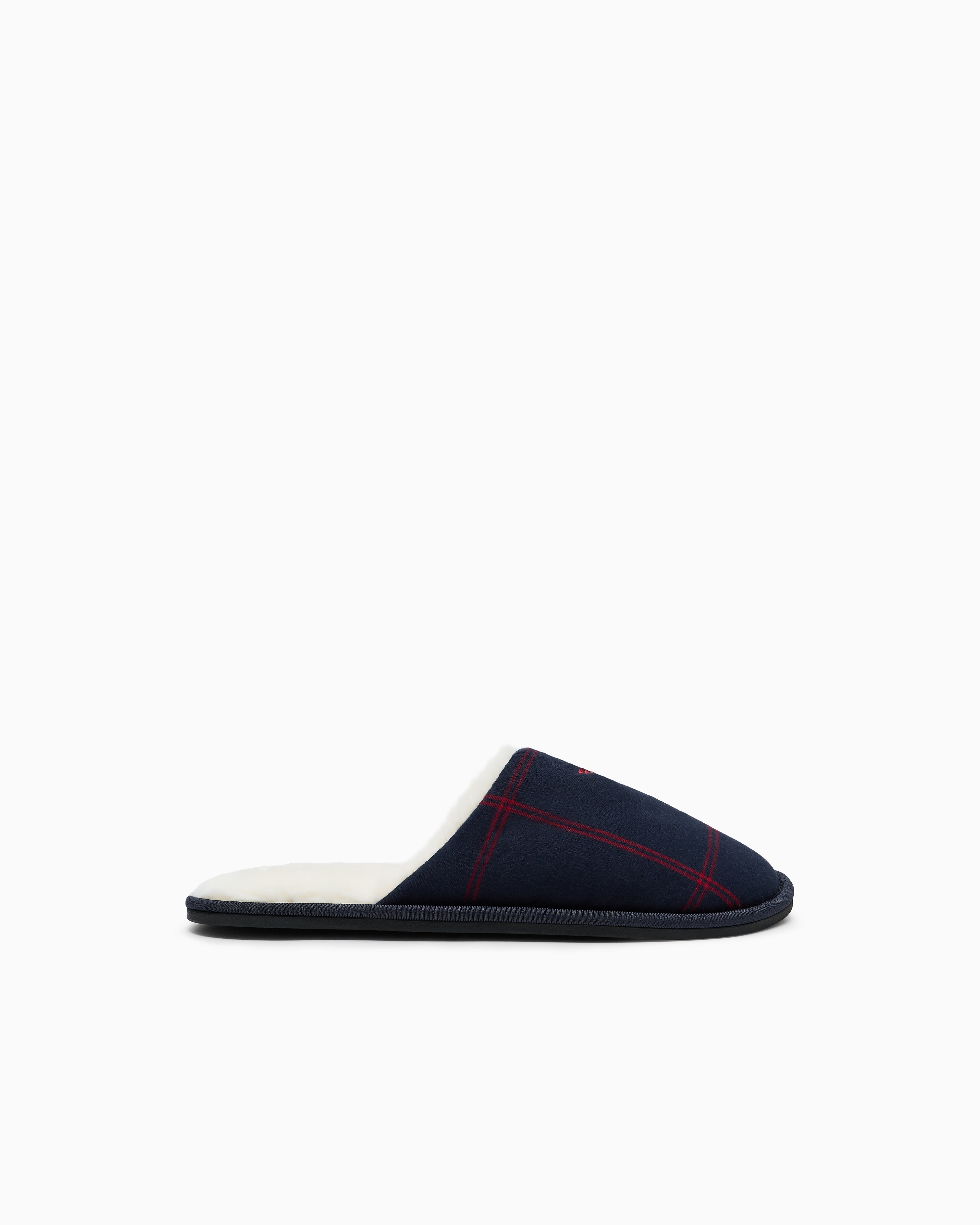 Emporio Armani Tartan motif flannel slippers