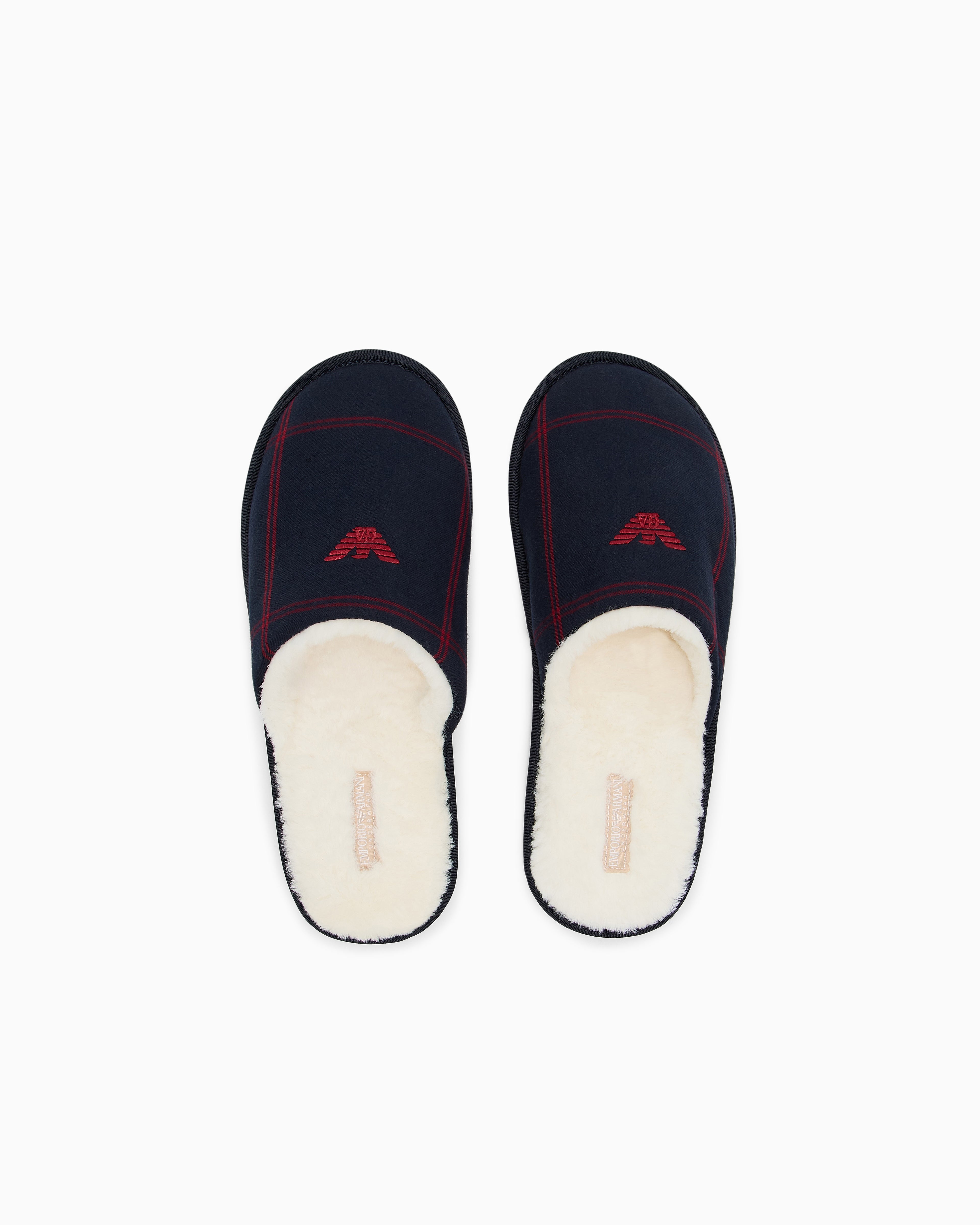 Emporio Armani Tartan motif flannel slippers