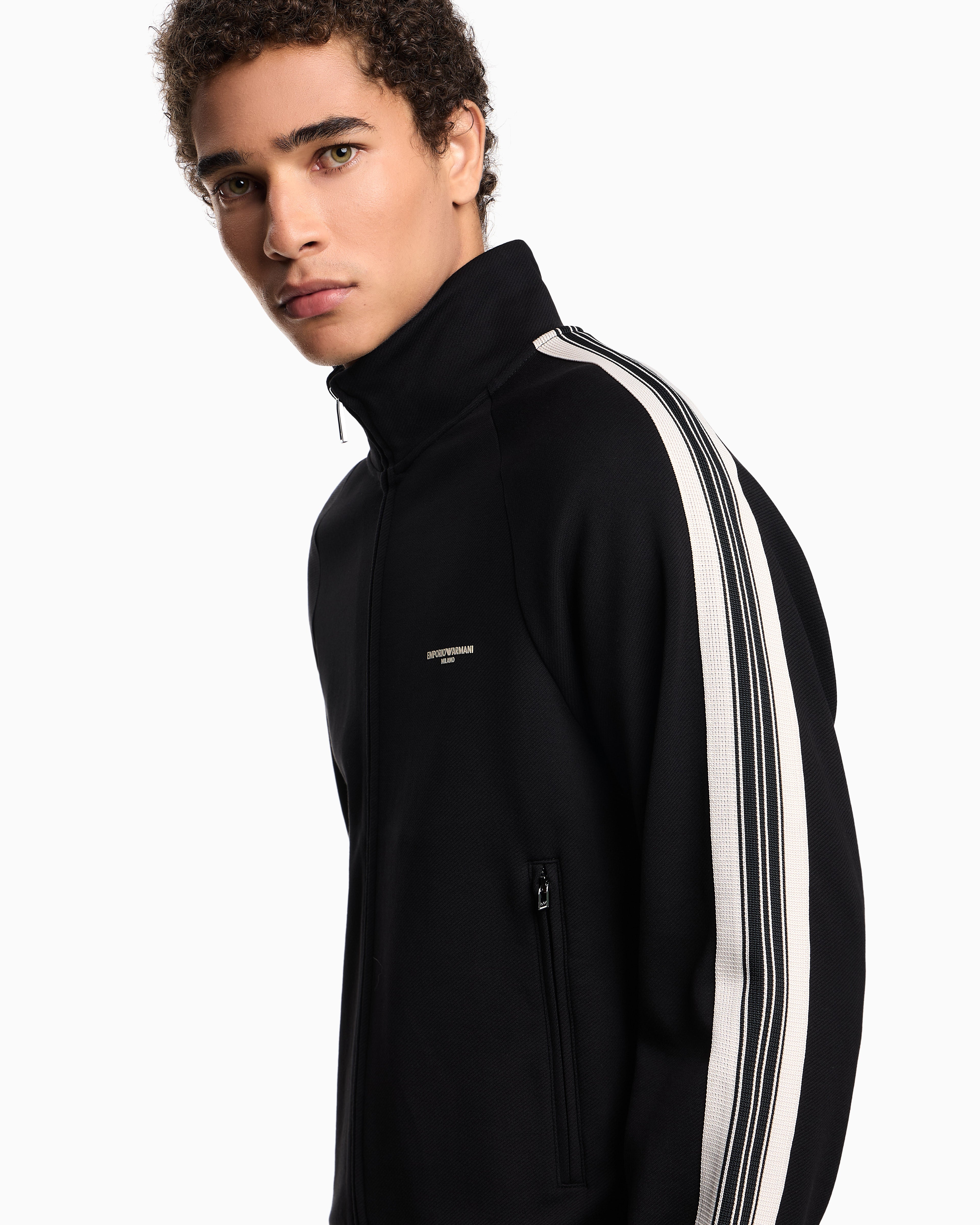 Emporio Armani ASV full-zip sweatshirt in jersey with contrasting bands