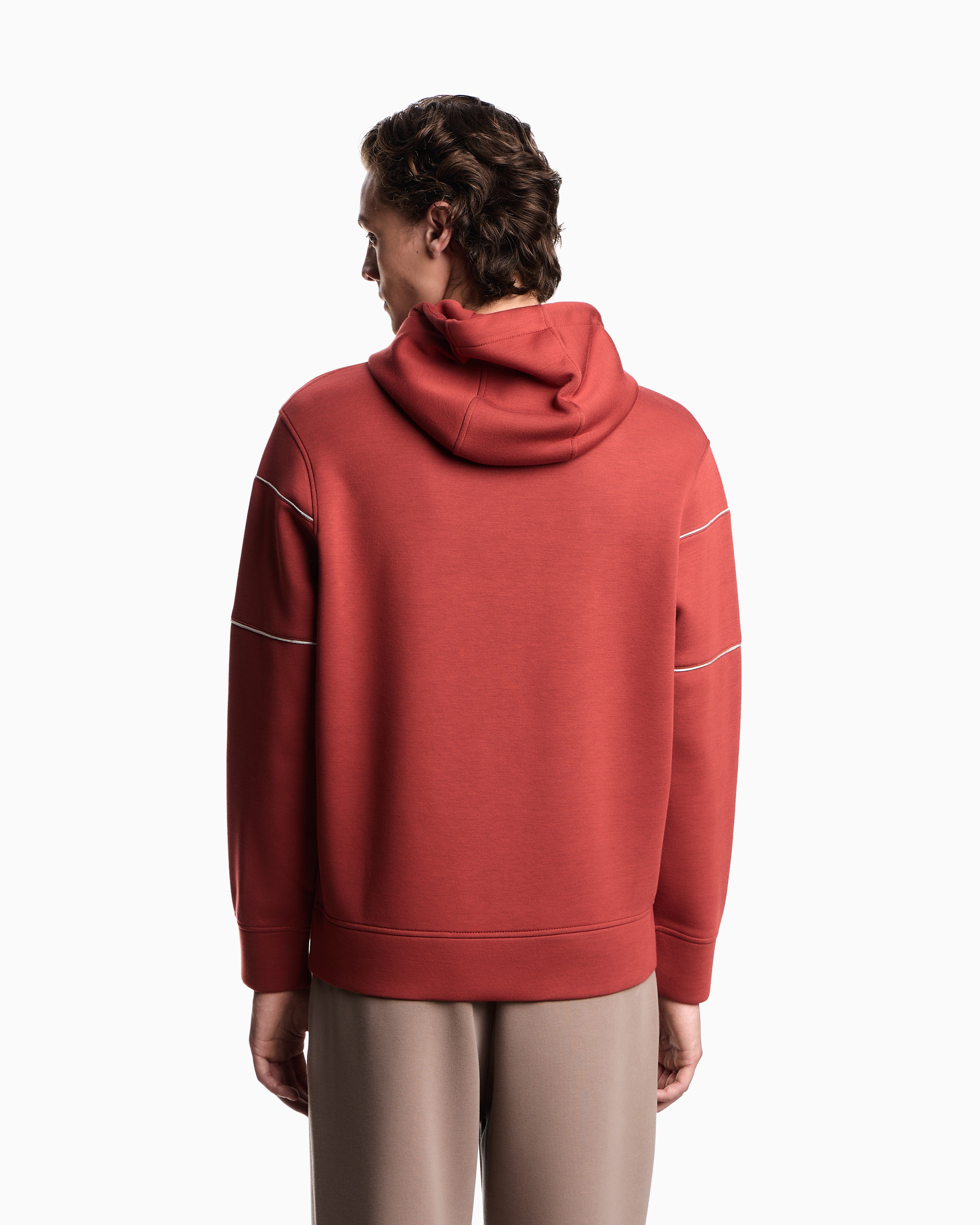 Emporio Armani Double-jersey hooded sweatshirt with 3D-effect logo