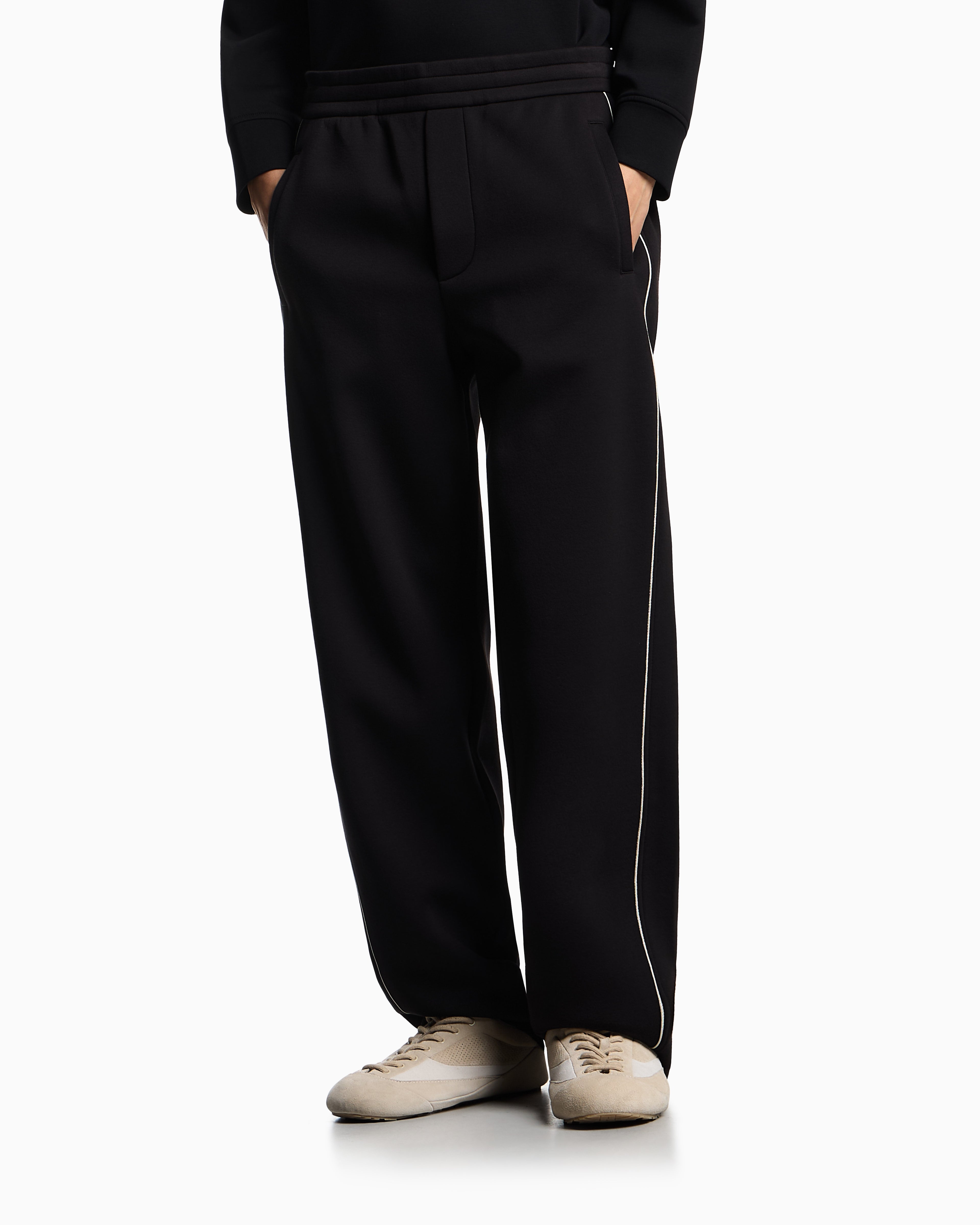Emporio Armani Double-jersey trousers with piping