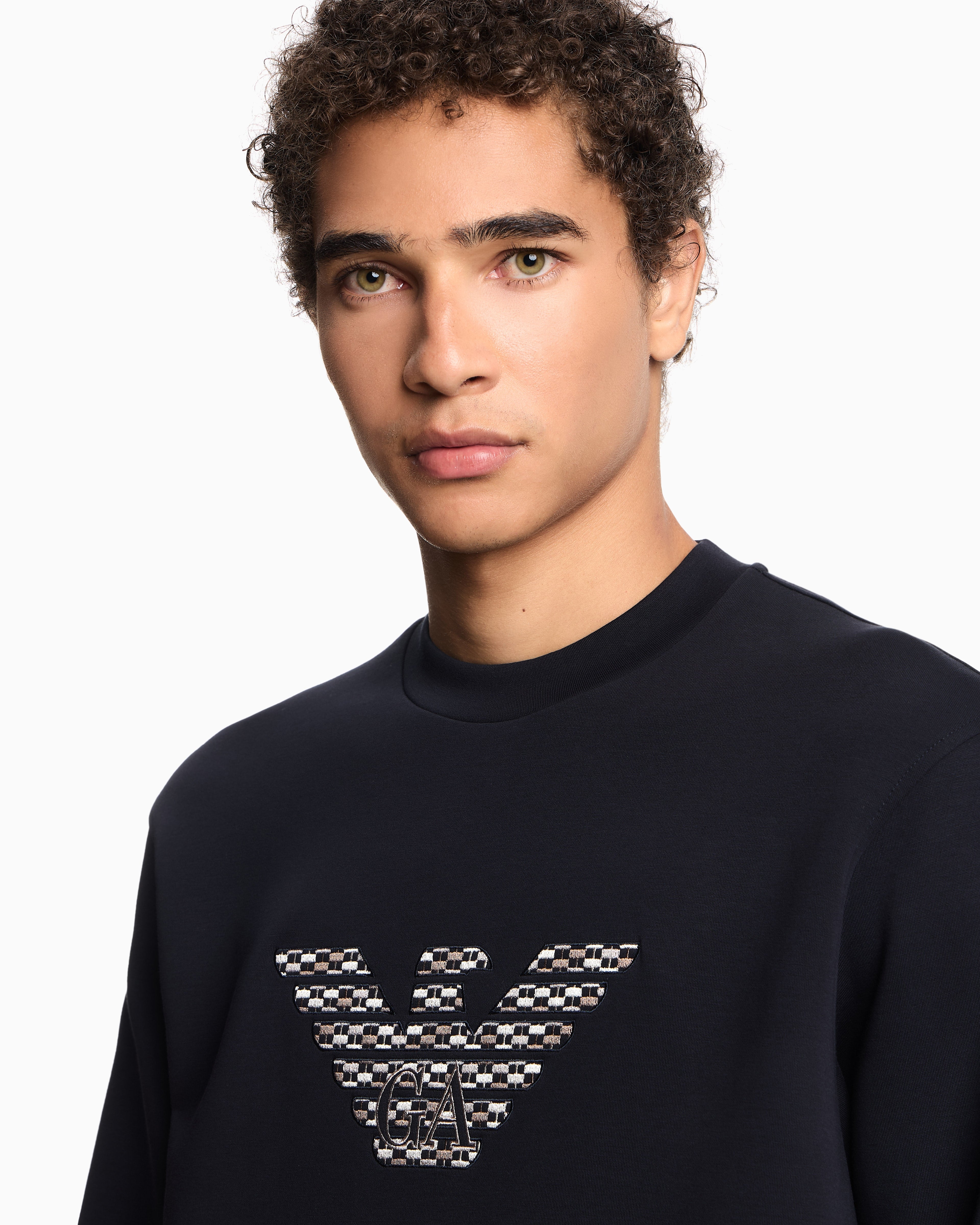 Emporio Armani ASV double-jersey sweatshirt with oversized embroidery