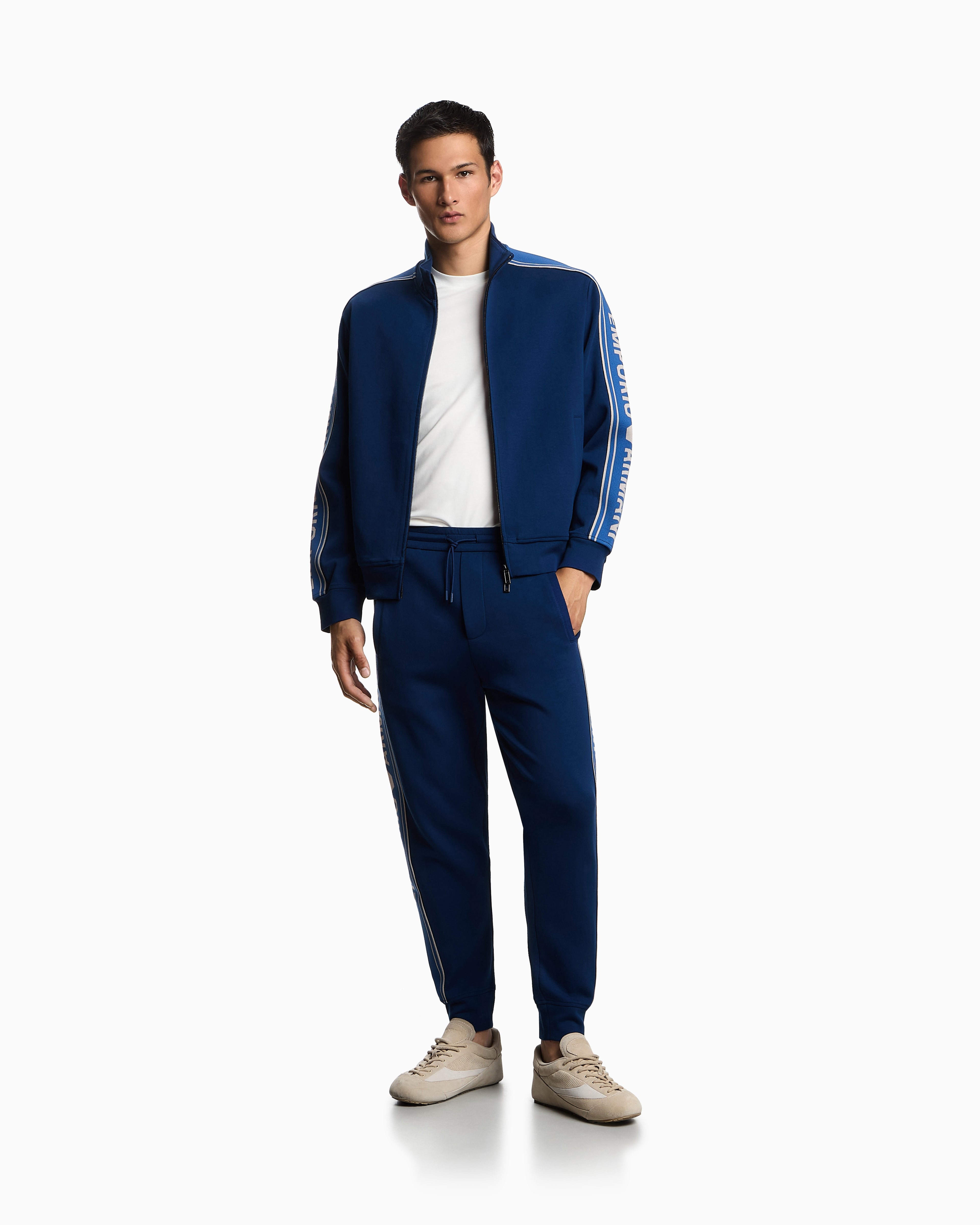Emporio Armani ASV double-jersey full-zip sweatshirt with logo stripe