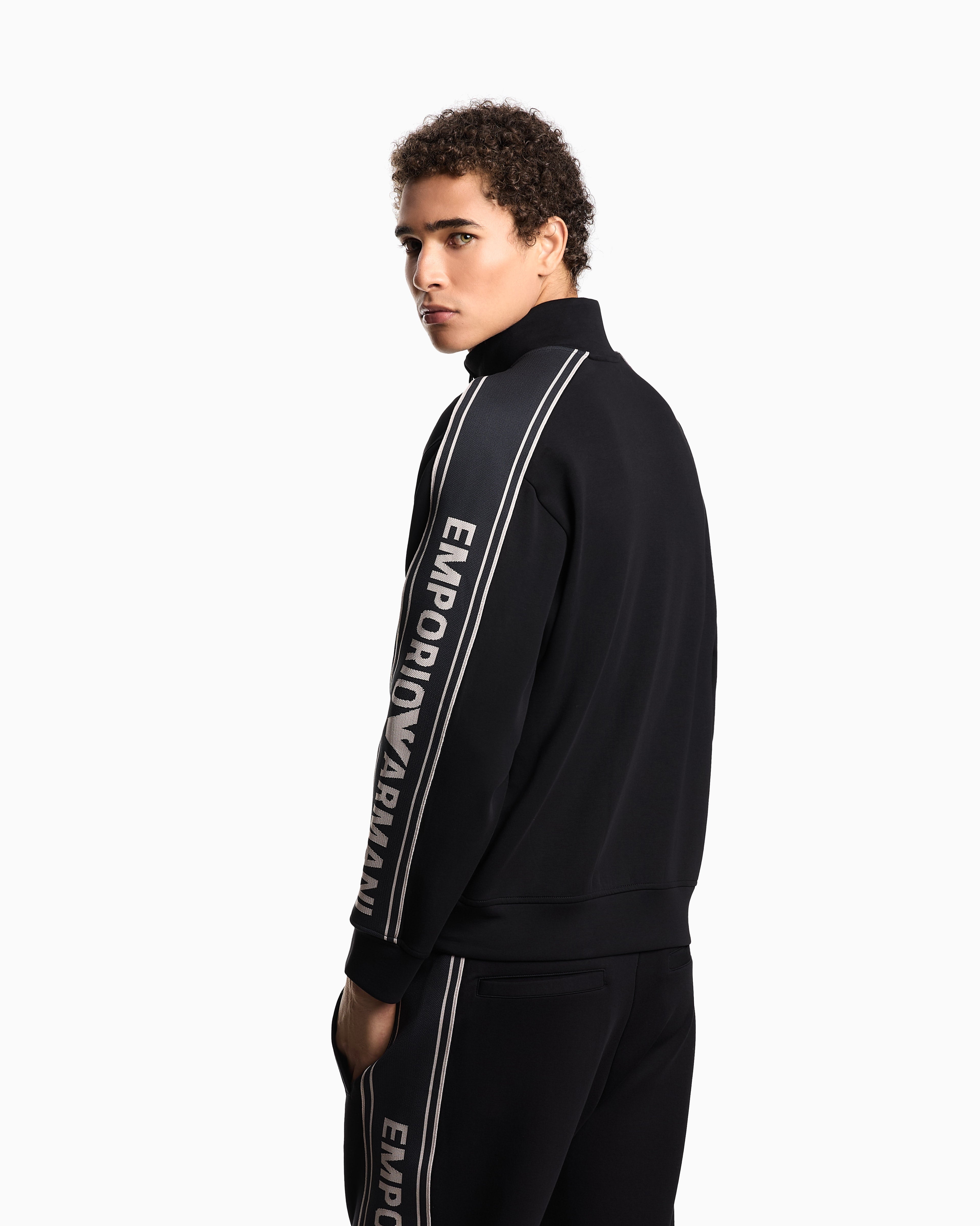Emporio Armani ASV double-jersey full-zip sweatshirt with logo stripe