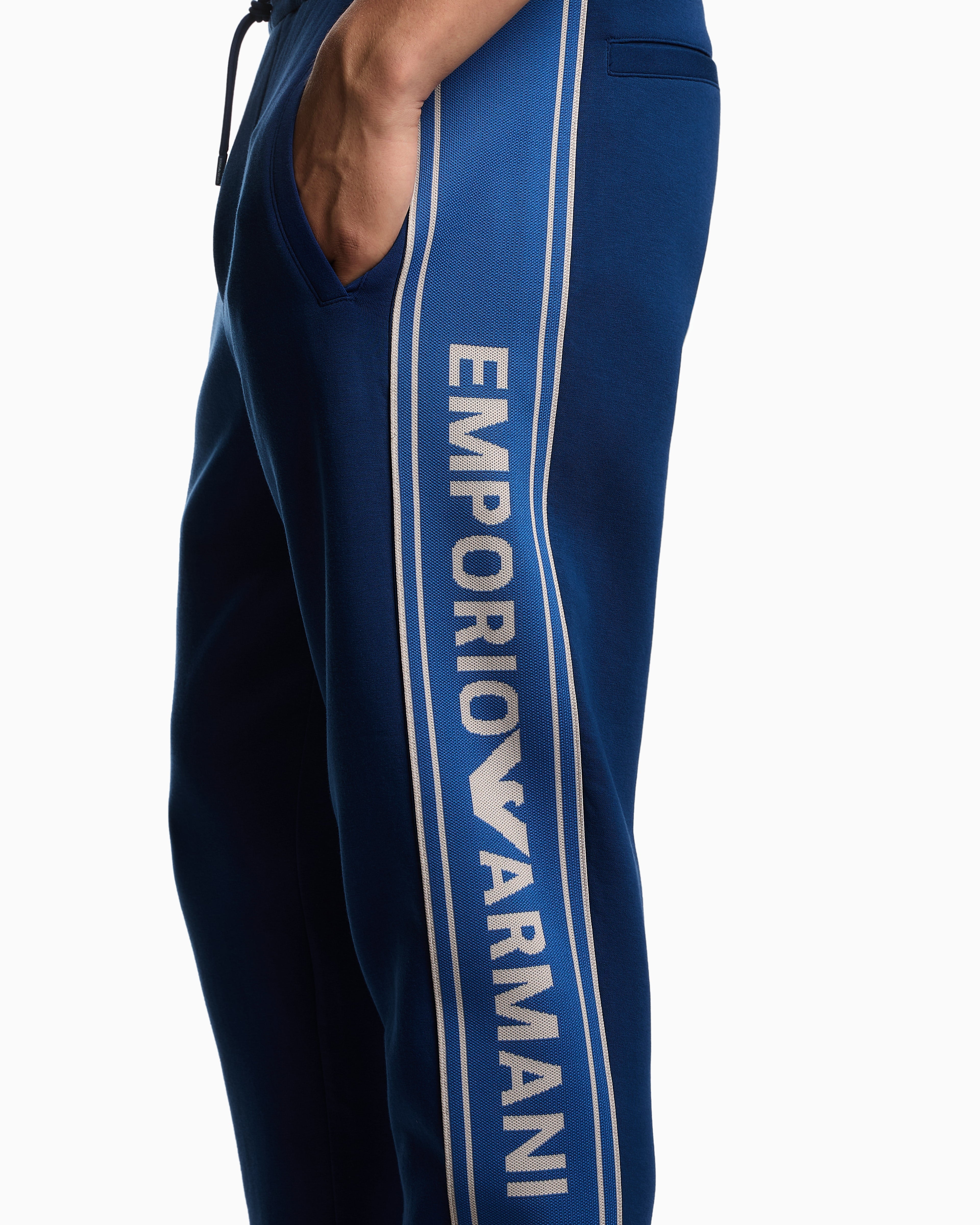 Emporio Armani ASV double-jersey joggers with logo stripes
