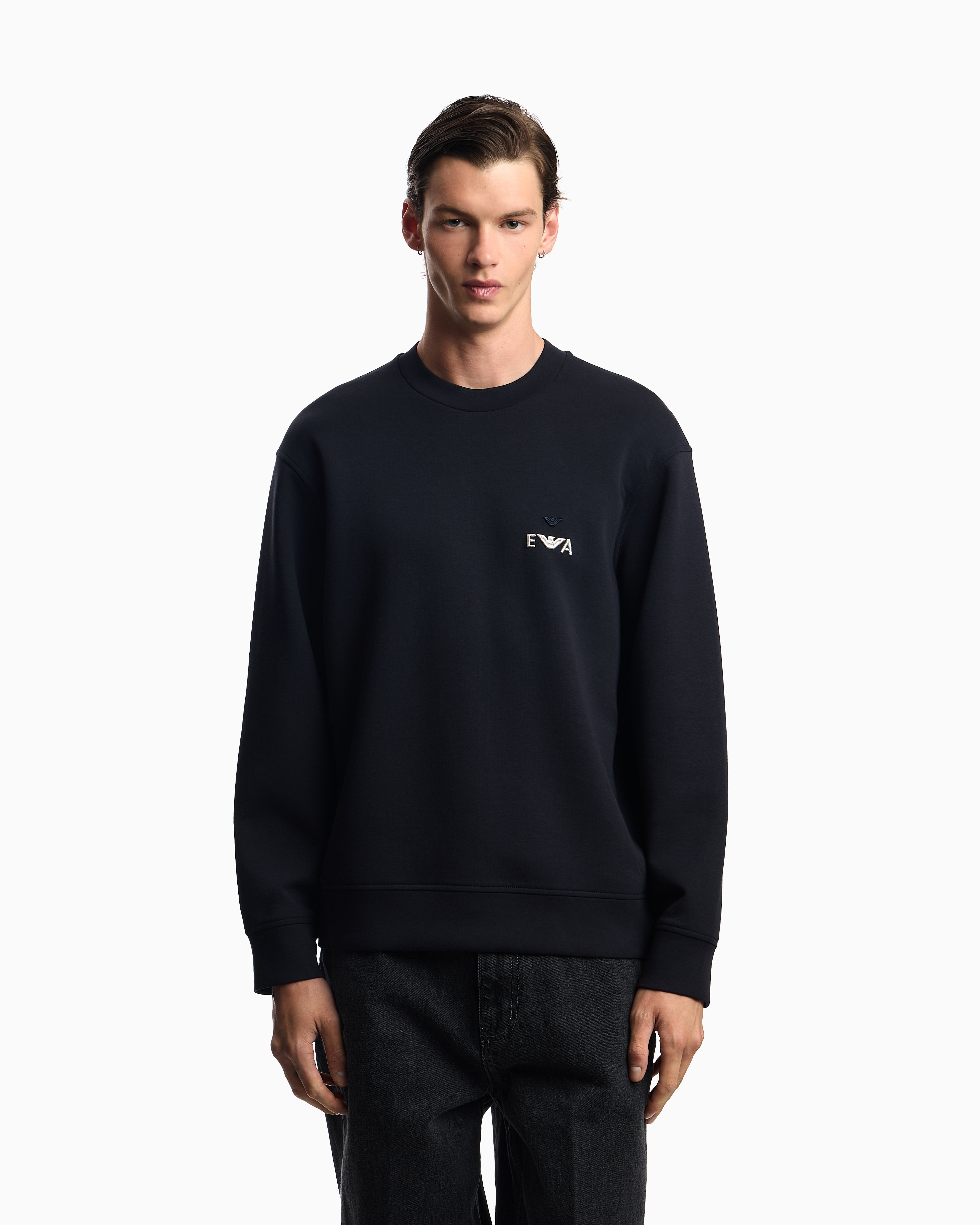 Emporio Armani ASV jersey sweatshirt with super-embossed EA embroidery