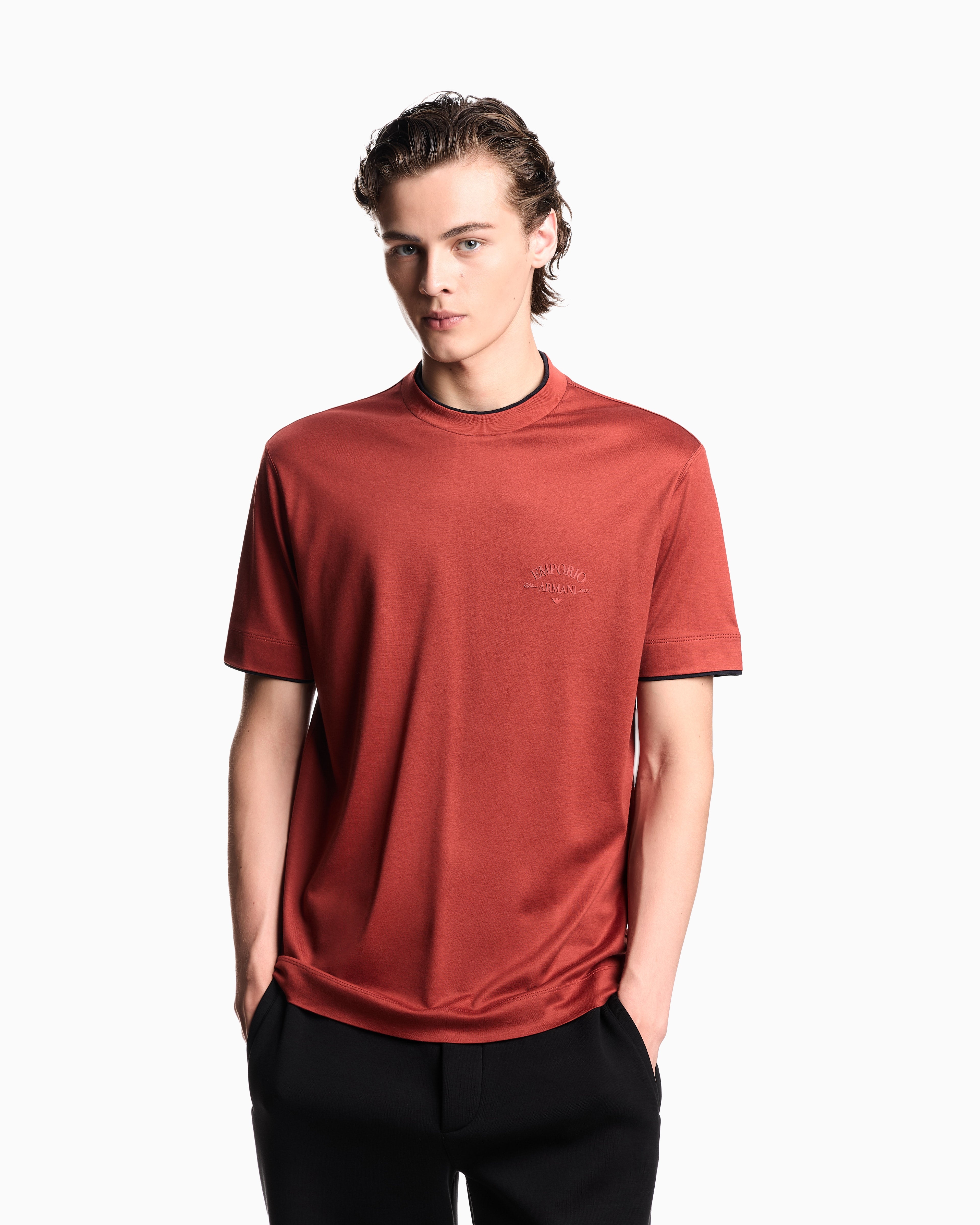 Emporio Armani ASV Lyocell-blend jersey T-shirt with contrasting details