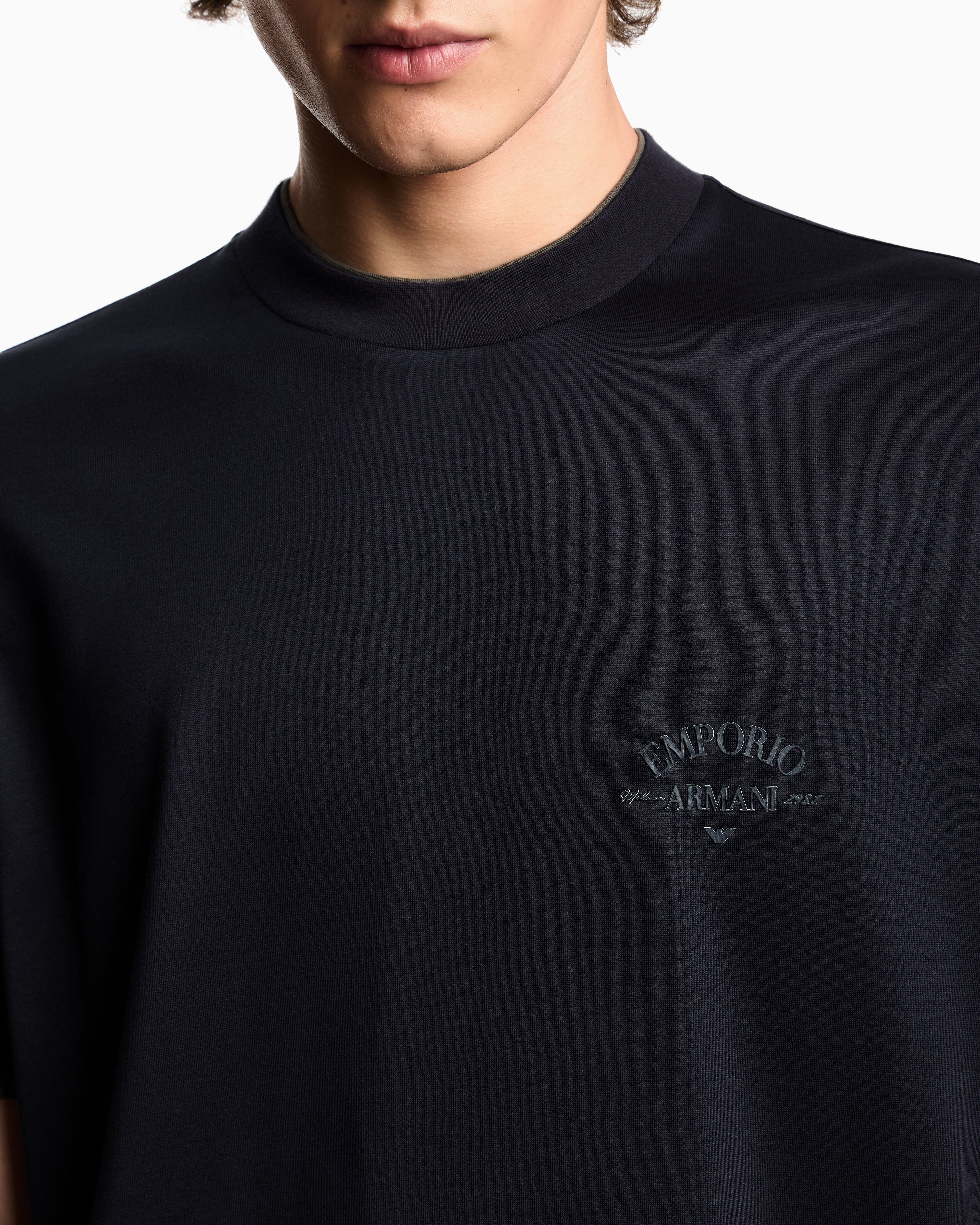 Emporio Armani ASV Lyocell-blend jersey T-shirt with contrasting details