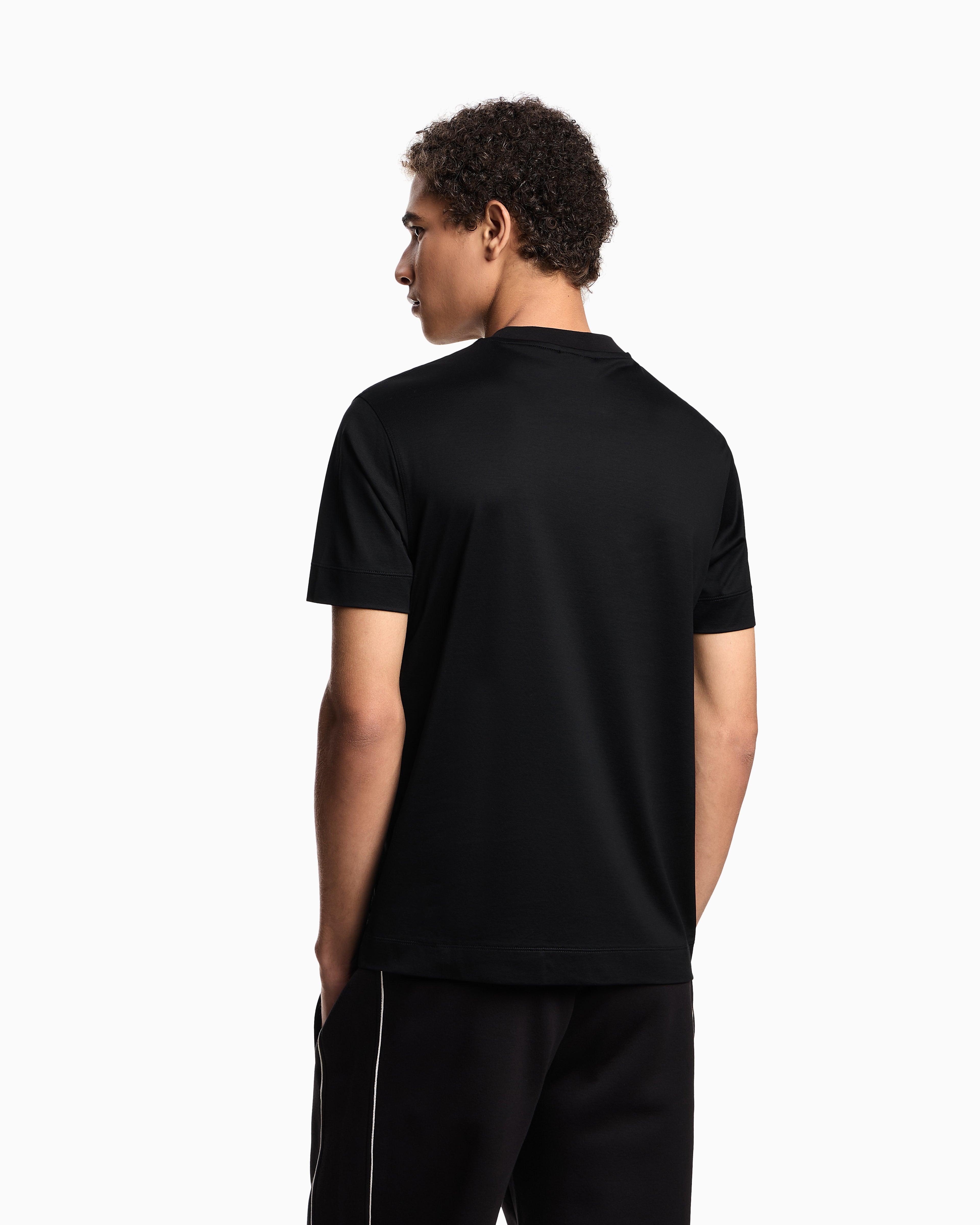 Emporio Armani ASV Lyocell jersey blend T-shirt with domed logo