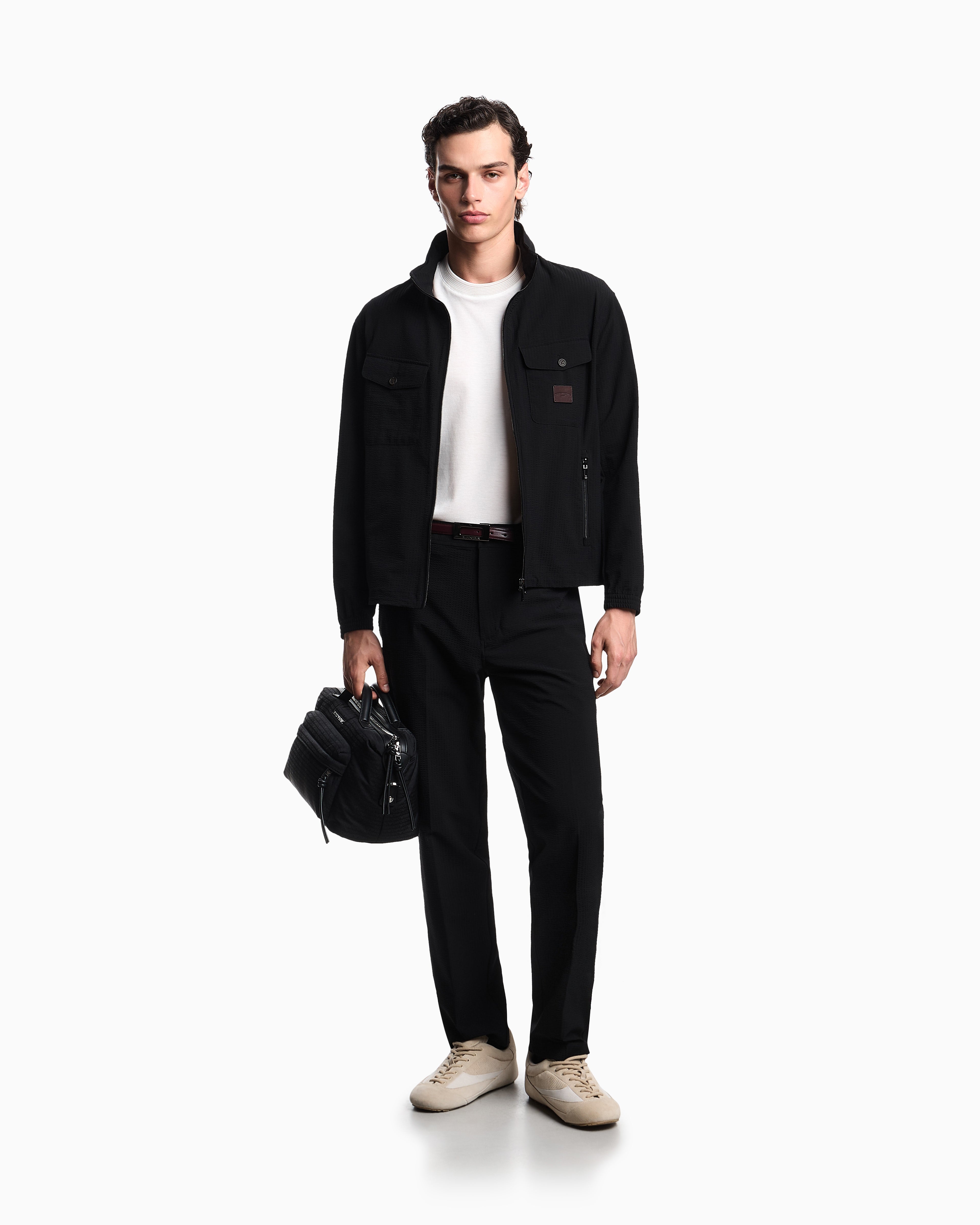 Emporio Armani ASV piqué T-shirt with super-embossed EA embroidery