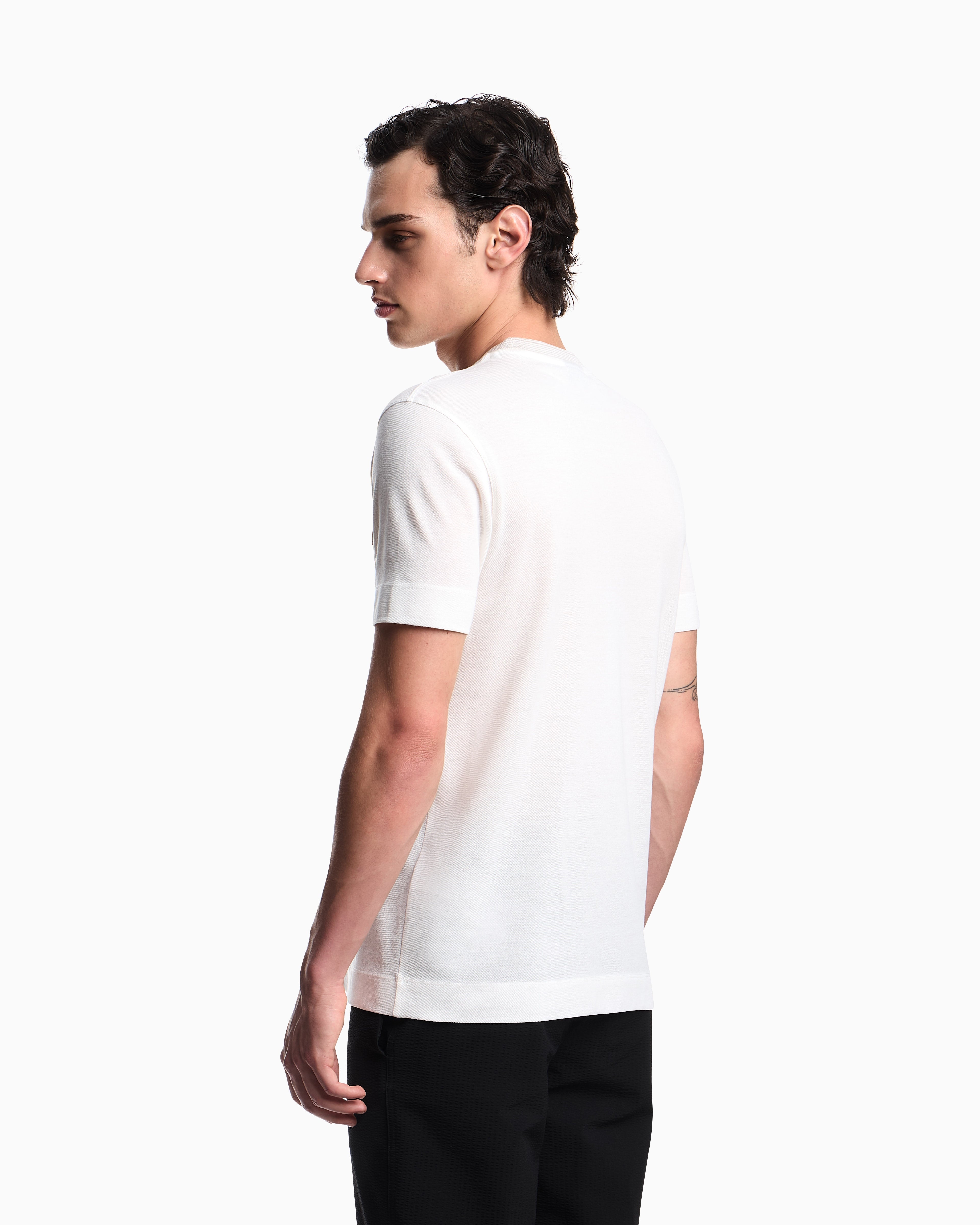 Emporio Armani ASV piqué T-shirt with super-embossed EA embroidery