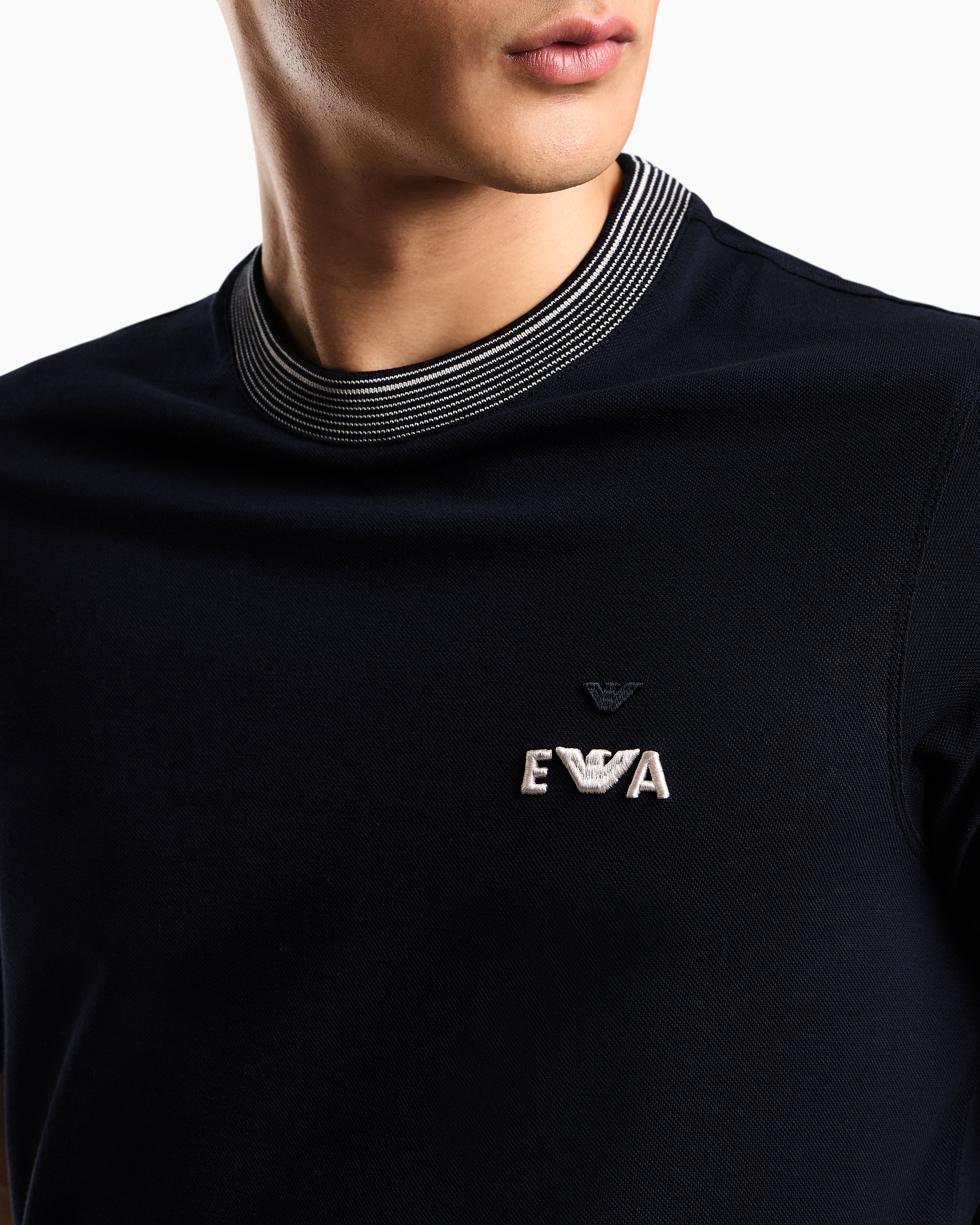 Emporio Armani ASV piqué T-shirt with super-embossed EA embroidery
