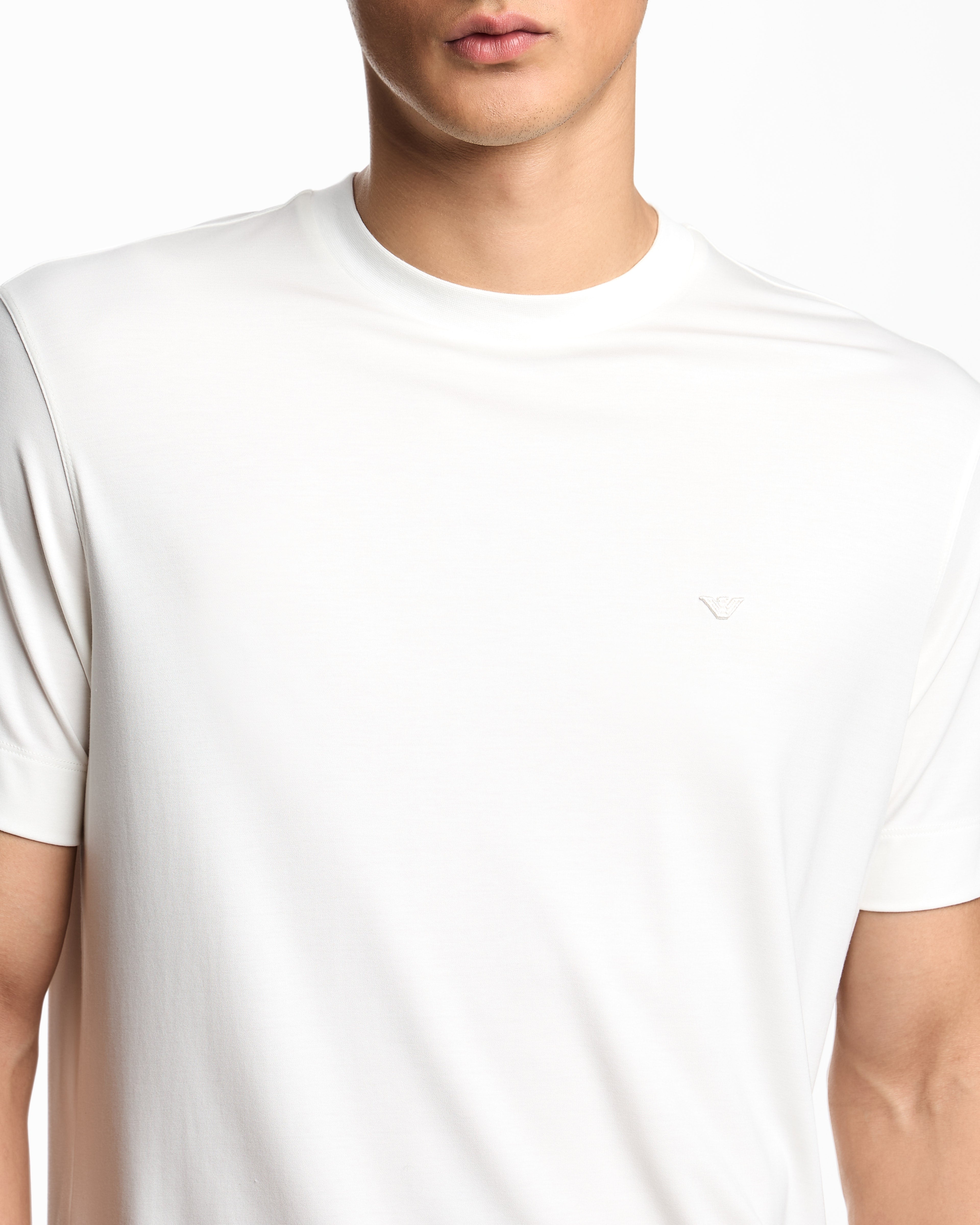 Emporio Armani Modal jersey T-shirt with micro eagle embroidery