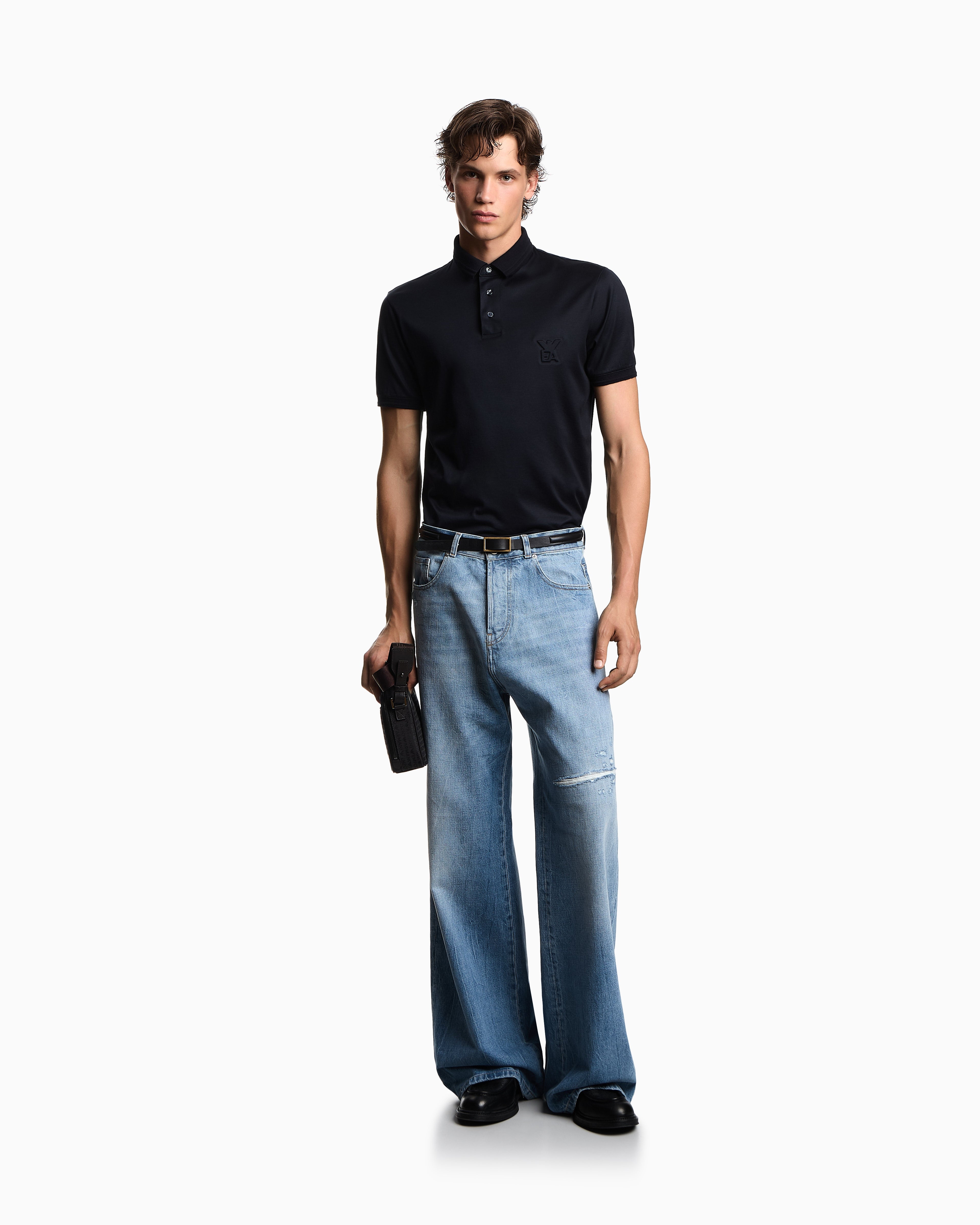 Emporio Armani ASV Lyocell-blend jersey polo shirt with domed logo