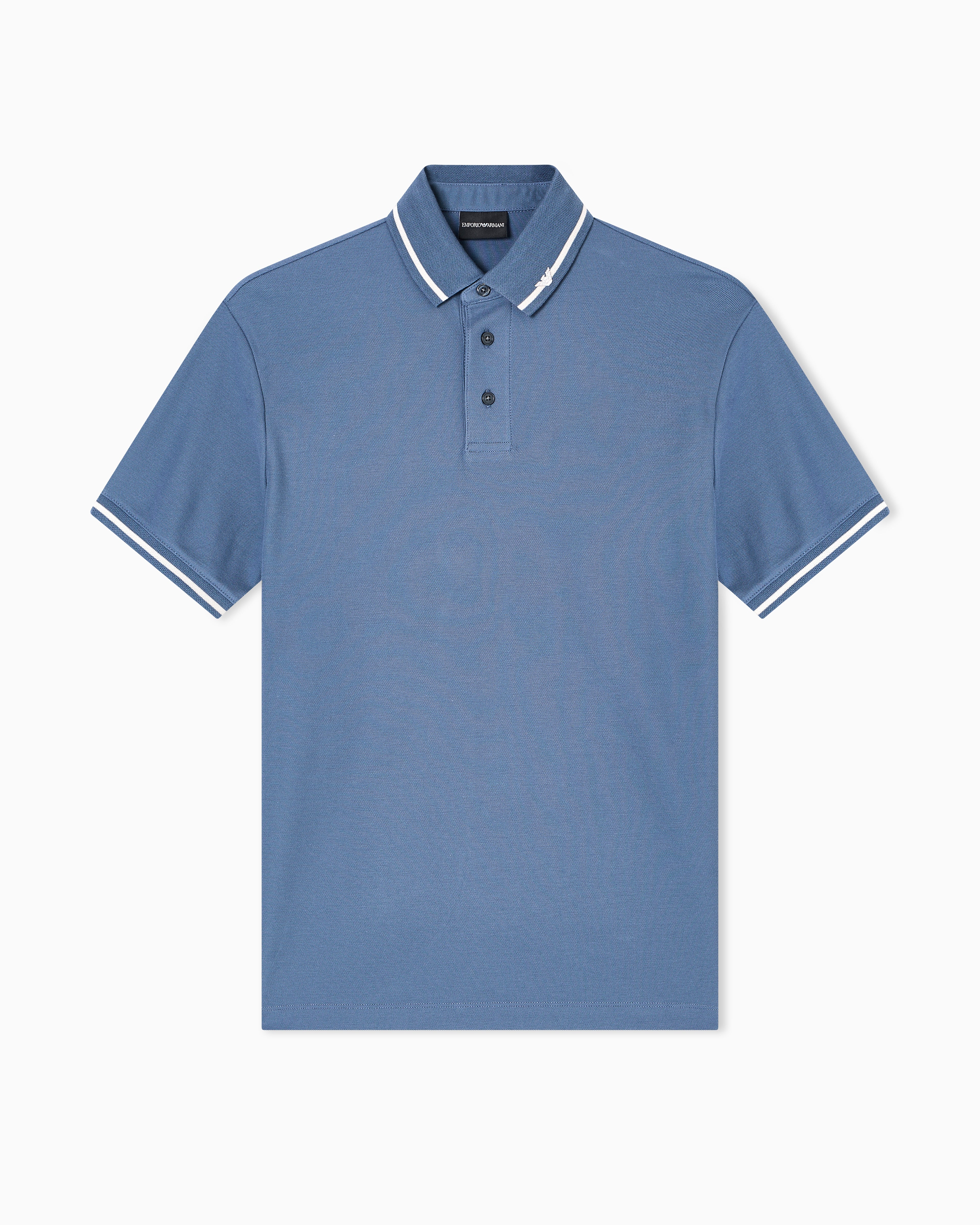 Emporio Armani Piqué polo shirt with micro eagle embroidery and trim