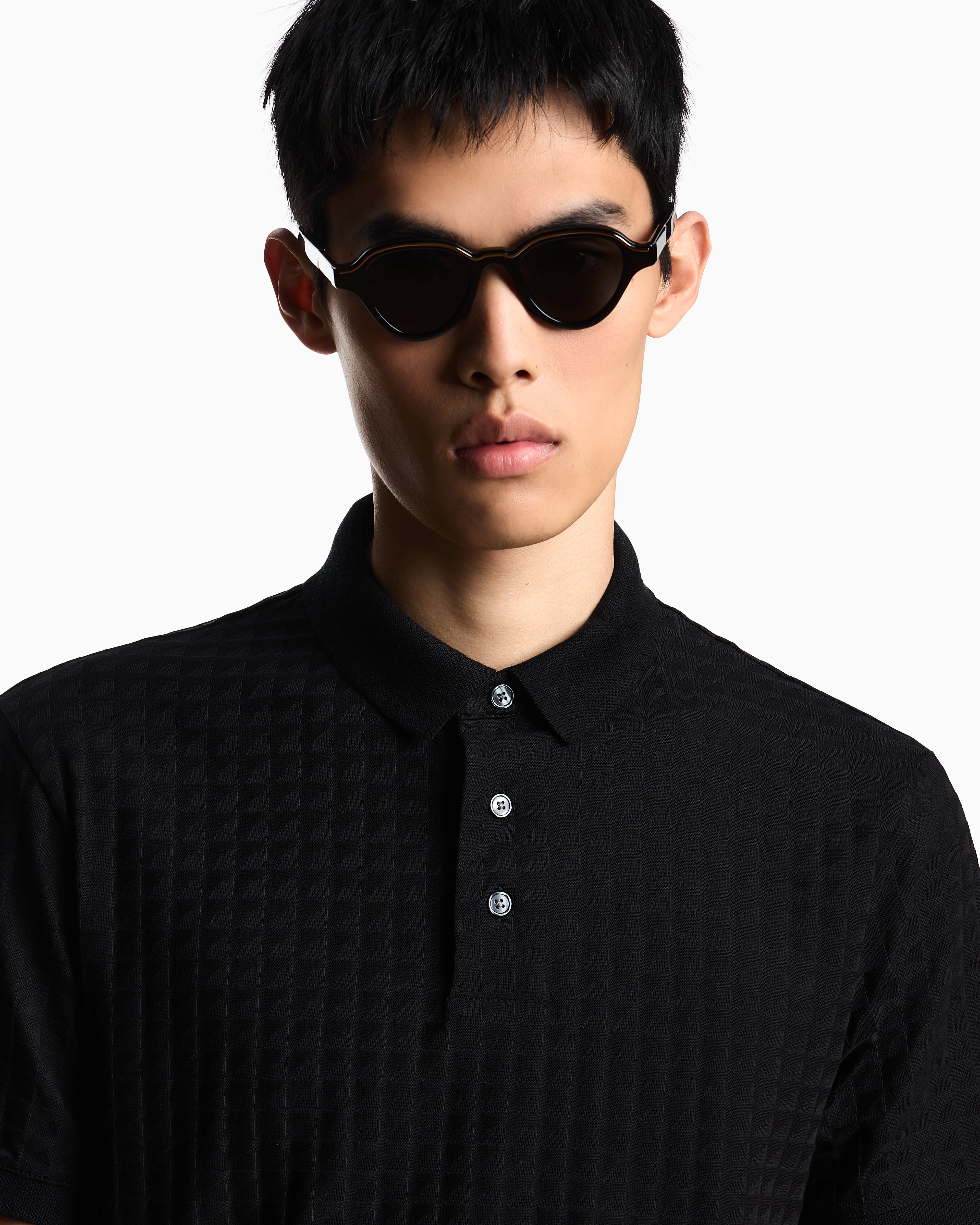 Emporio Armani Jacquard jersey polo shirt