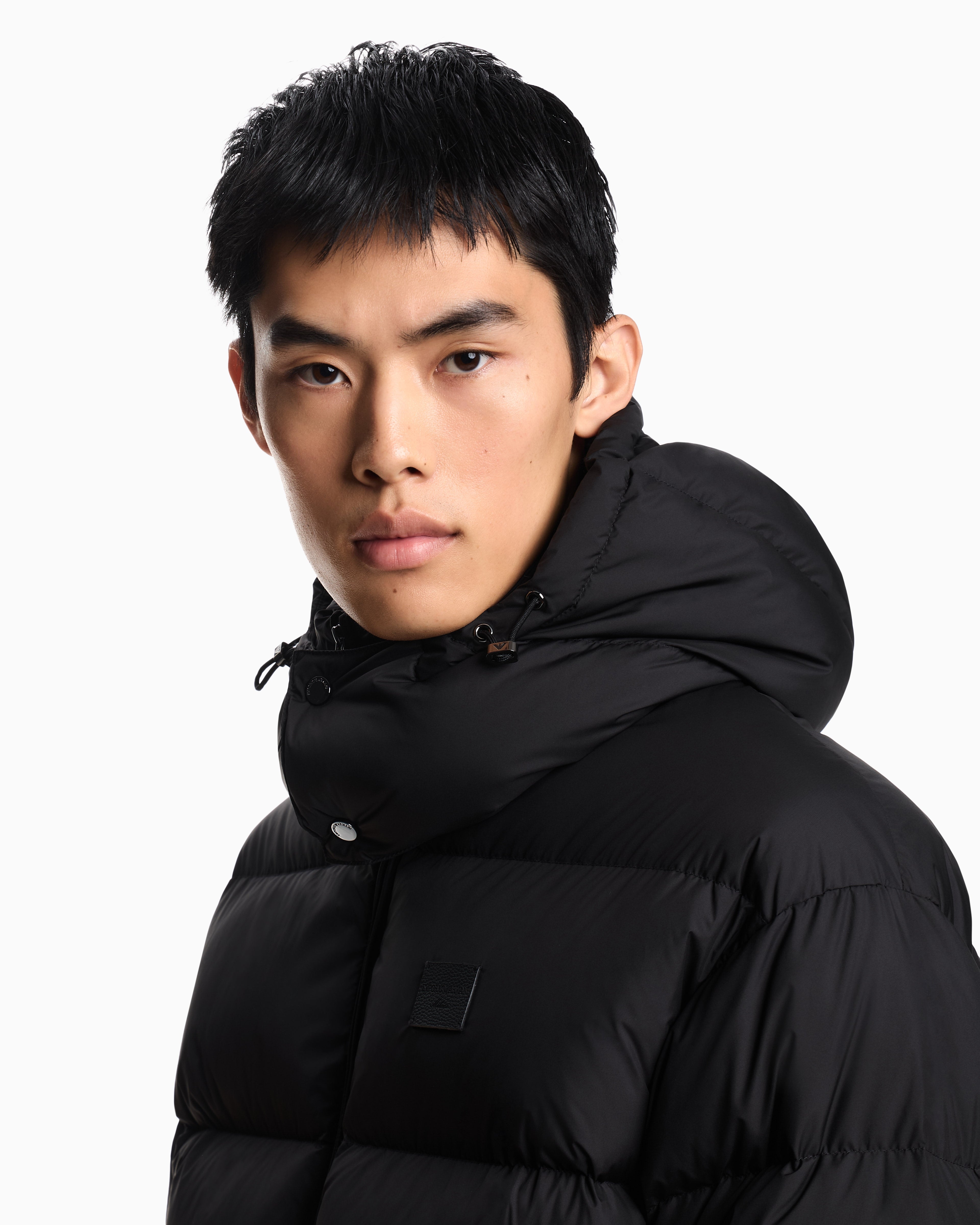 Emporio Armani Water-repellent, quilted ripstop nylon hooded down jacket